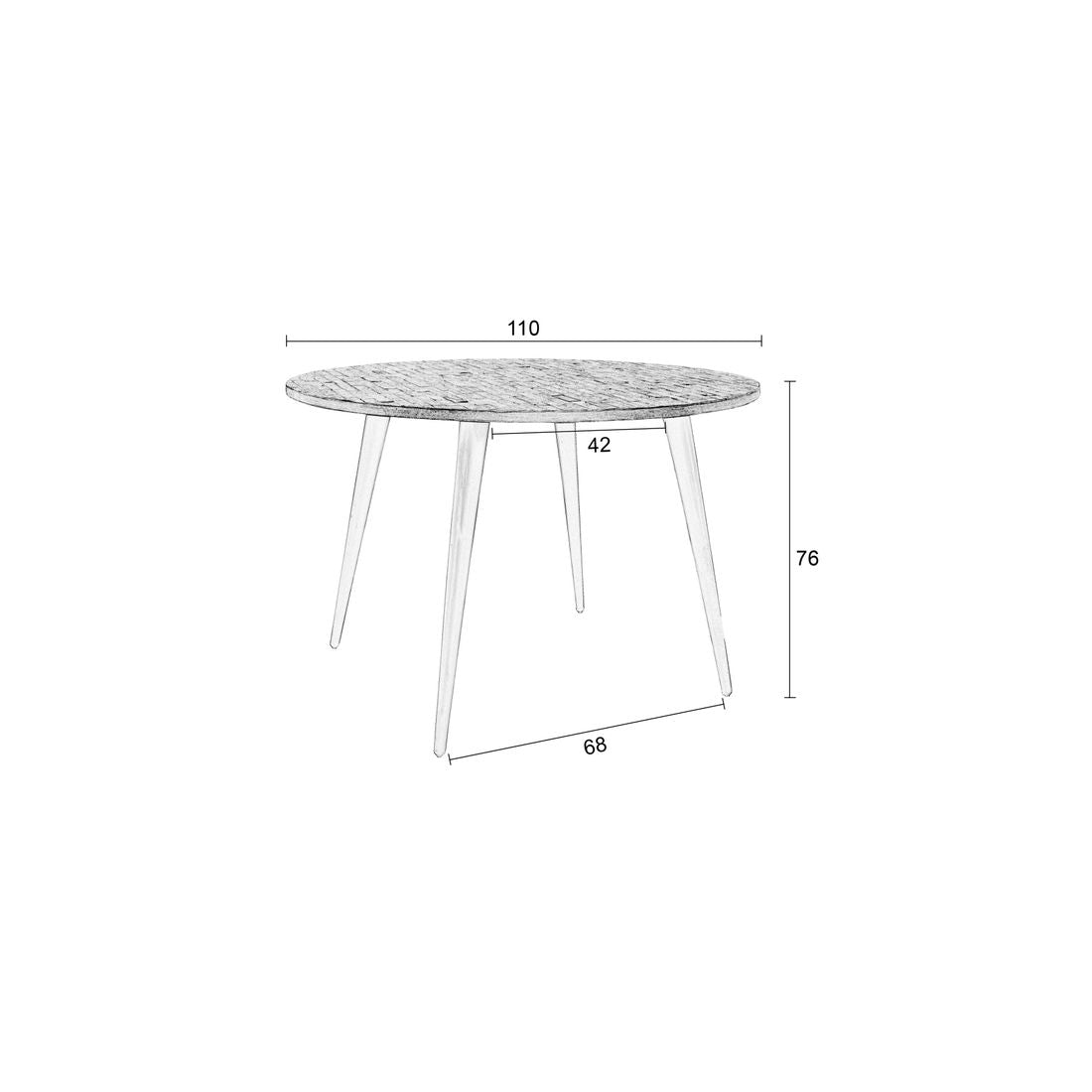 White Label Living Eettafel Mo Rond 110cm Naturel - KwaliteitWonen.nl
