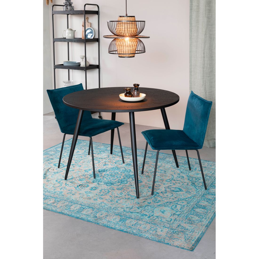 White Label Living Eettafel Mo Rond 110cm Zwart - KwaliteitWonen.nl