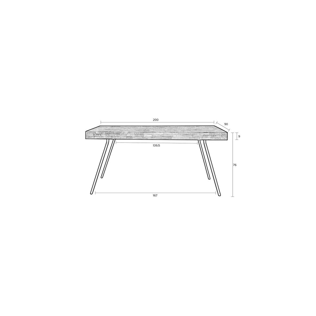 White Label Living Eettafel Suri 200x90cm Naturel - KwaliteitWonen.nl