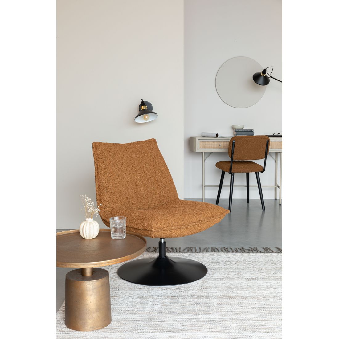 White Label Living Fauteuil Jax Bouclé Bruin - KwaliteitWonen.nl