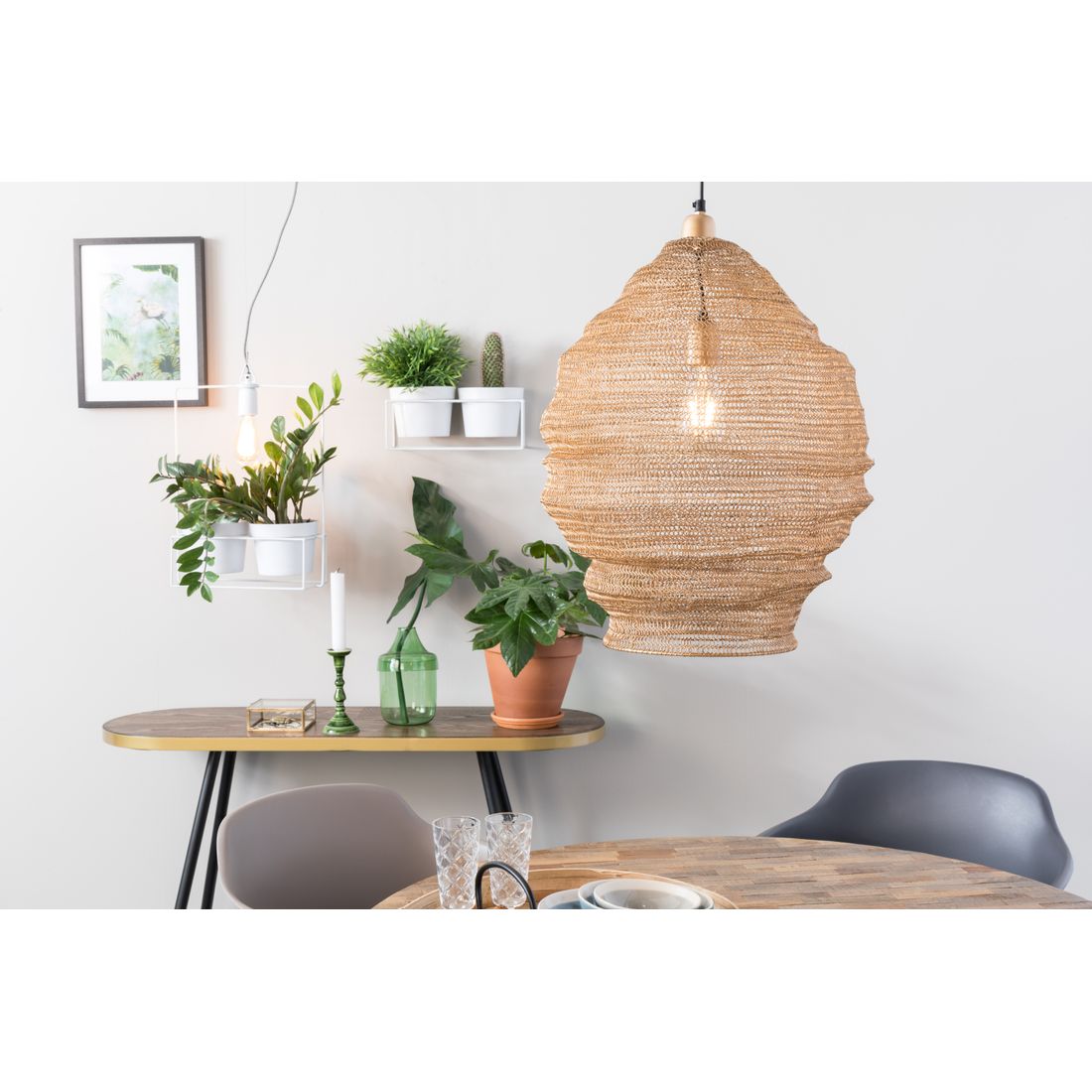 White Label Living Hanglamp Lena Messing L - KwaliteitWonen.nl