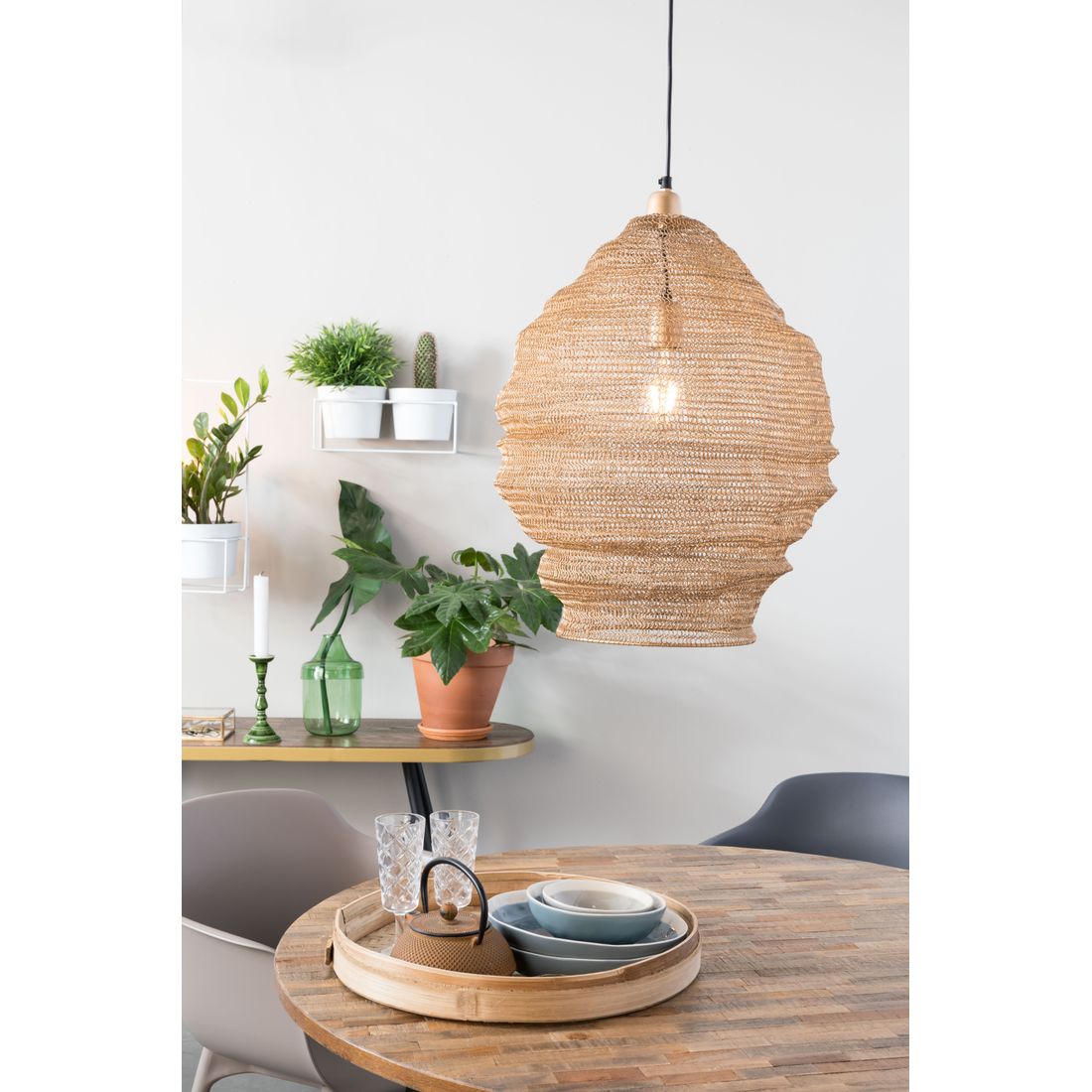 White Label Living Hanglamp Lena Messing L - KwaliteitWonen.nl