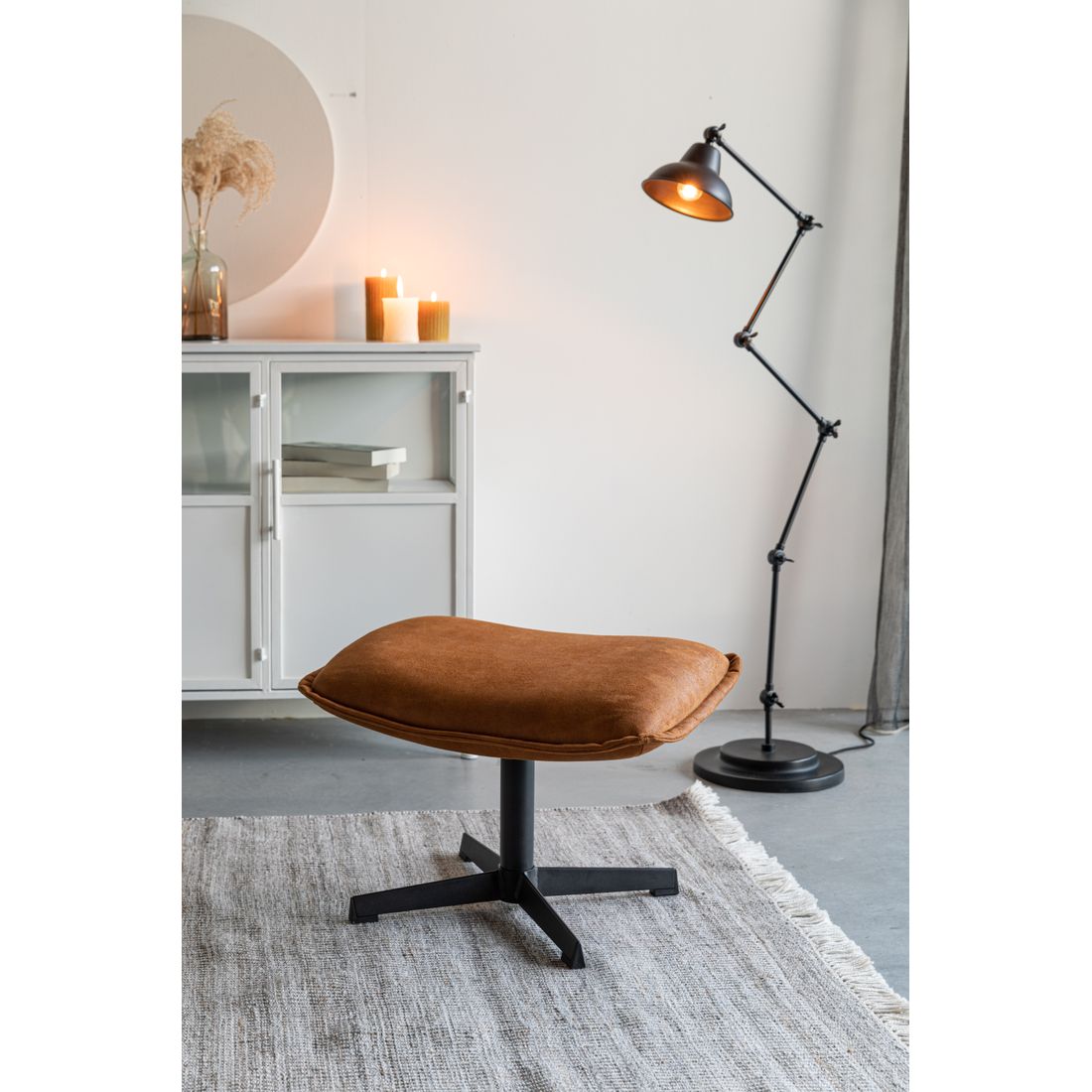 White Label Living Hocker John Cognac - KwaliteitWonen.nl