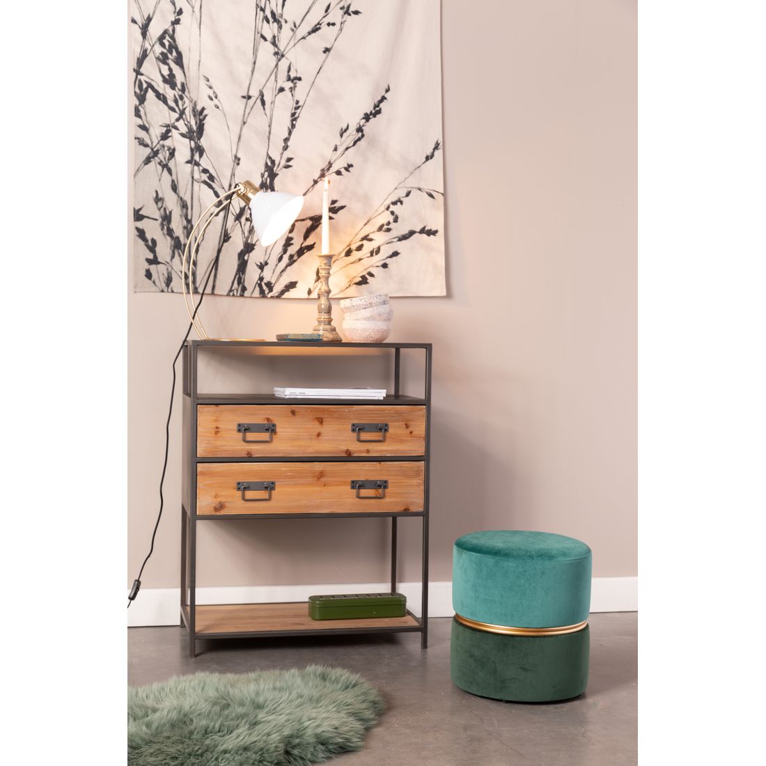 White Label Living Poef Bubbly Groen Blauw - KwaliteitWonen.nl