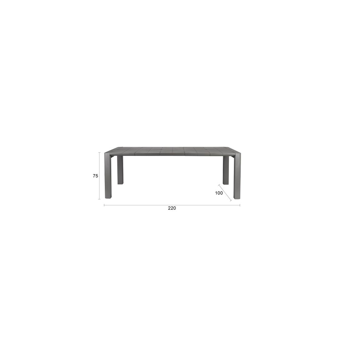 White Label Living Tuintafel Alban 220x100cm Grijs - KwaliteitWonen.nl