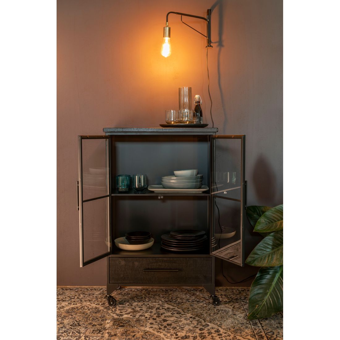 White Label Living Vitrinekast Ferre Medium - KwaliteitWonen.nl