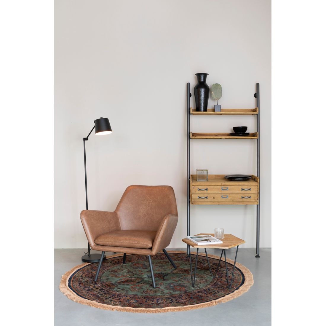 White Label Living Vloerkleed Raz Rond 160cm Groen - KwaliteitWonen.nl