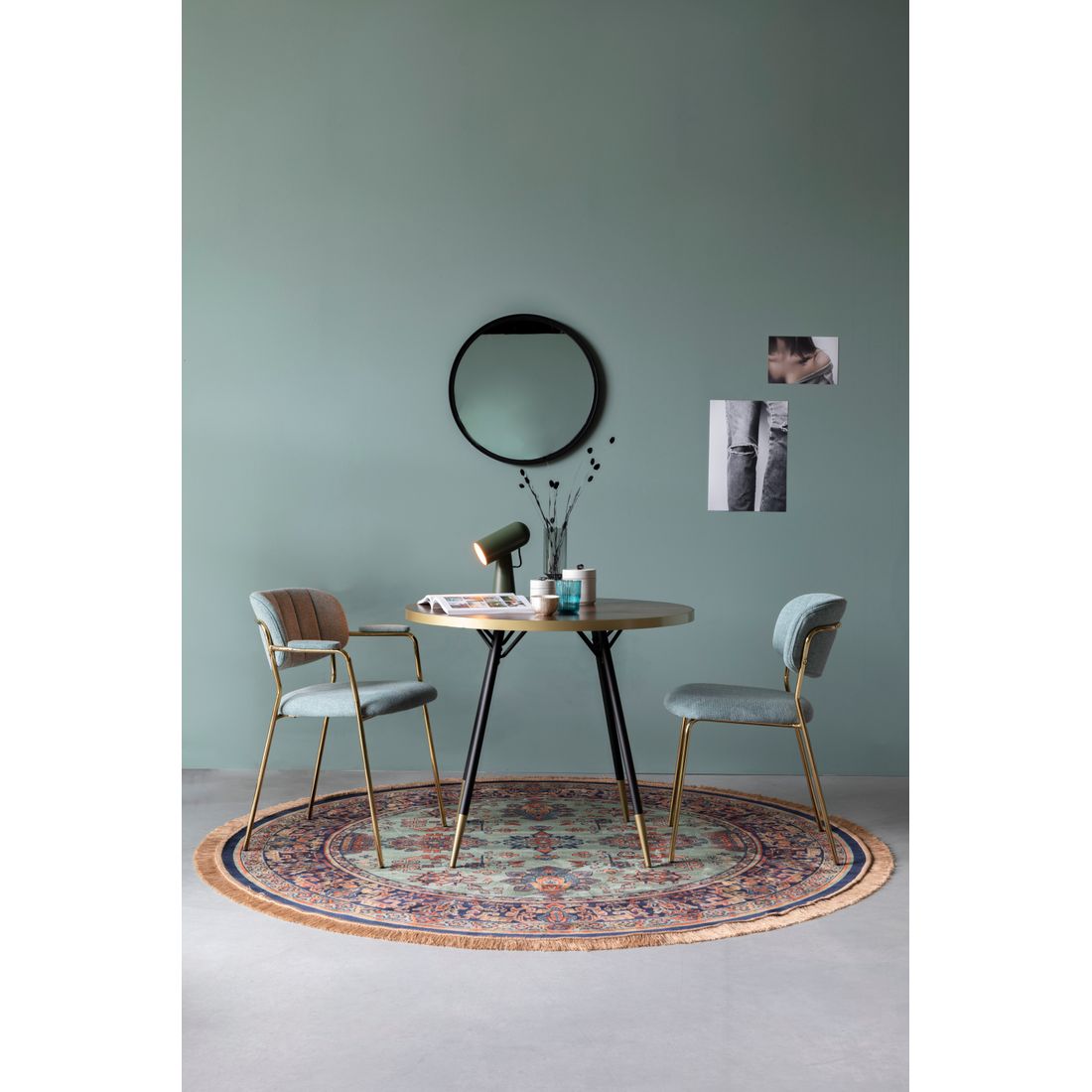 White Label Living Vloerkleed Raz Rond 200cm Groen - KwaliteitWonen.nl