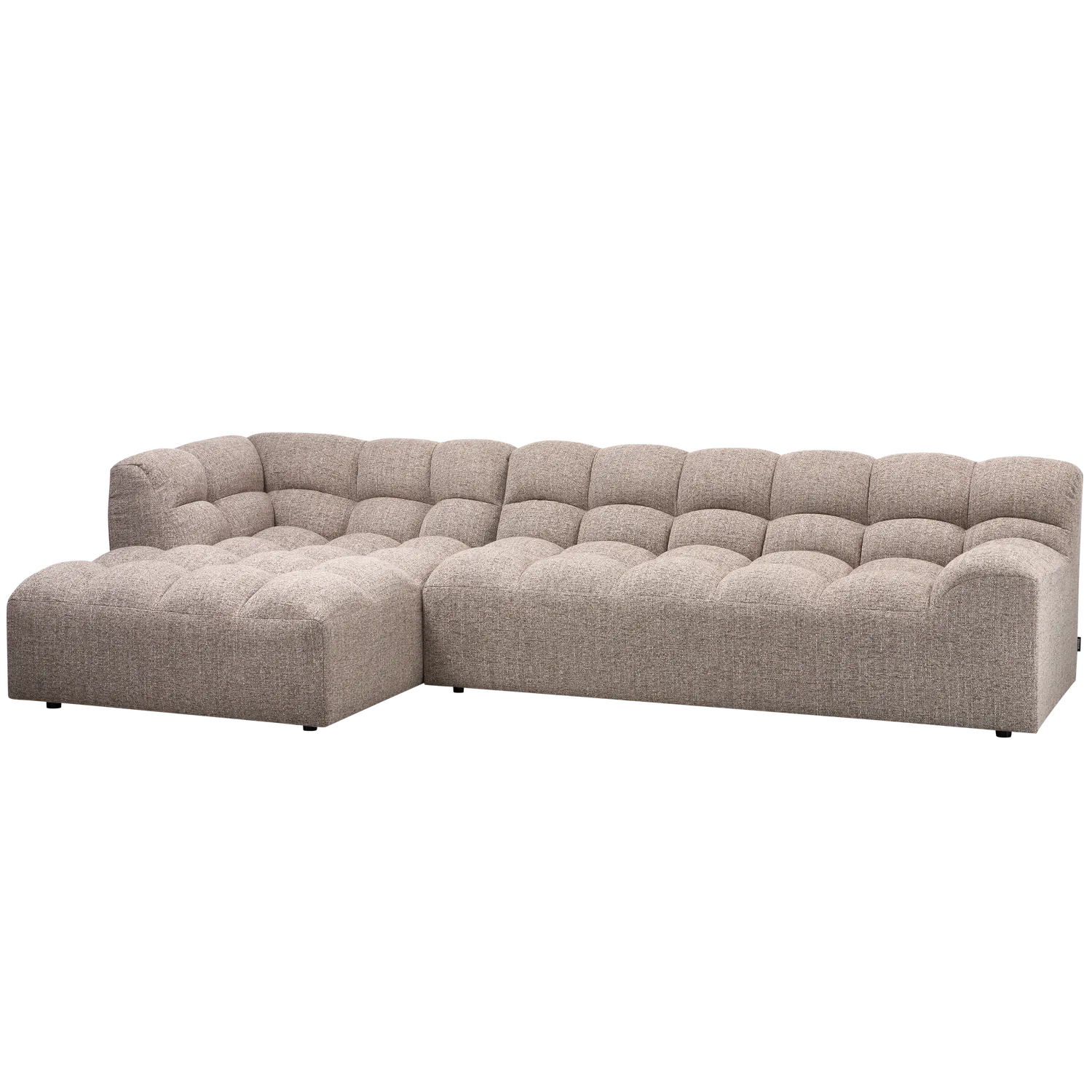 Woood Allure Hoekbank 3-zits Bank + Chaise Longue Links Geweven Stof Bruin Melange - KwaliteitWonen.nl