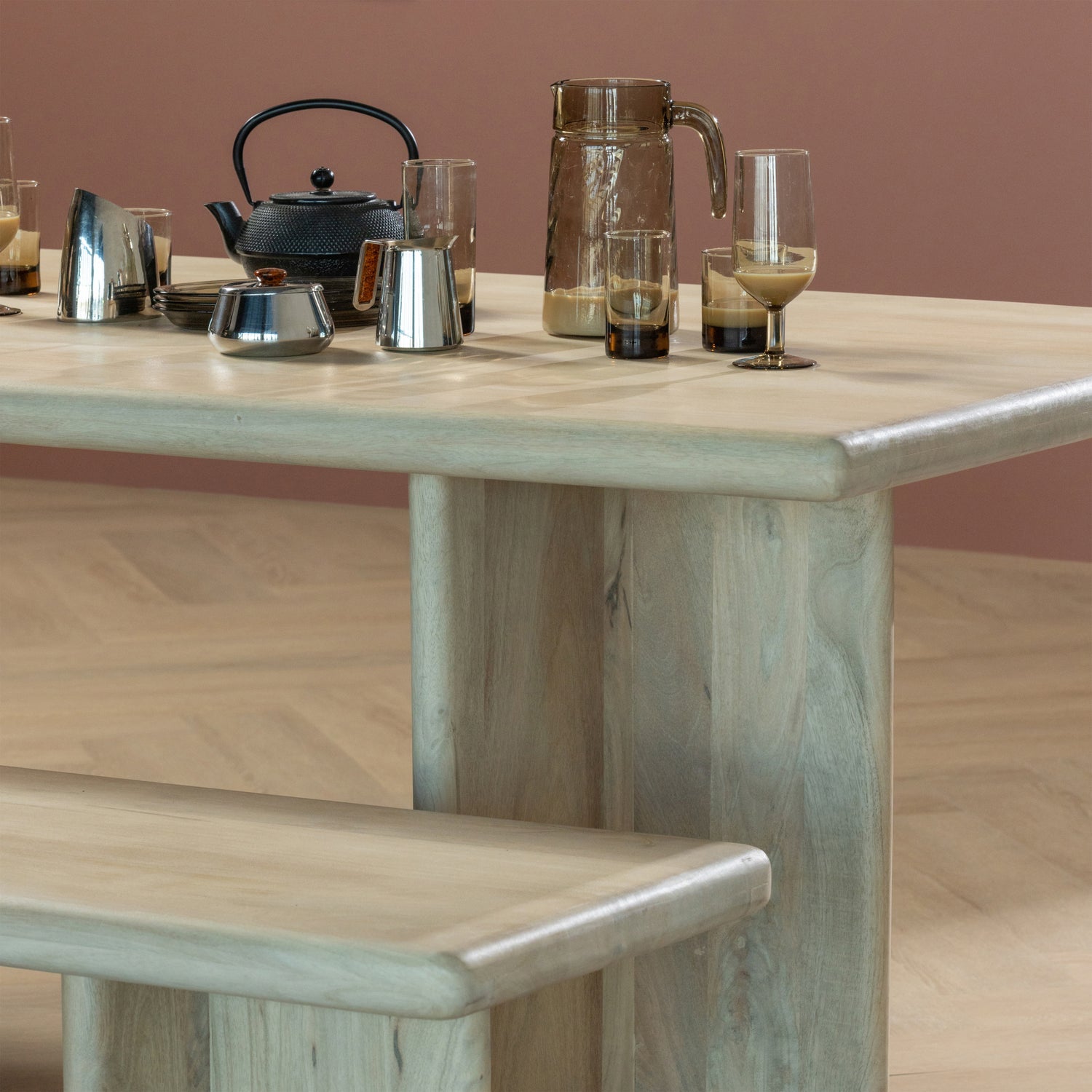 Woood Ato Eetbankje 220 X45 Cm Mangohout Naturel - KwaliteitWonen.nl