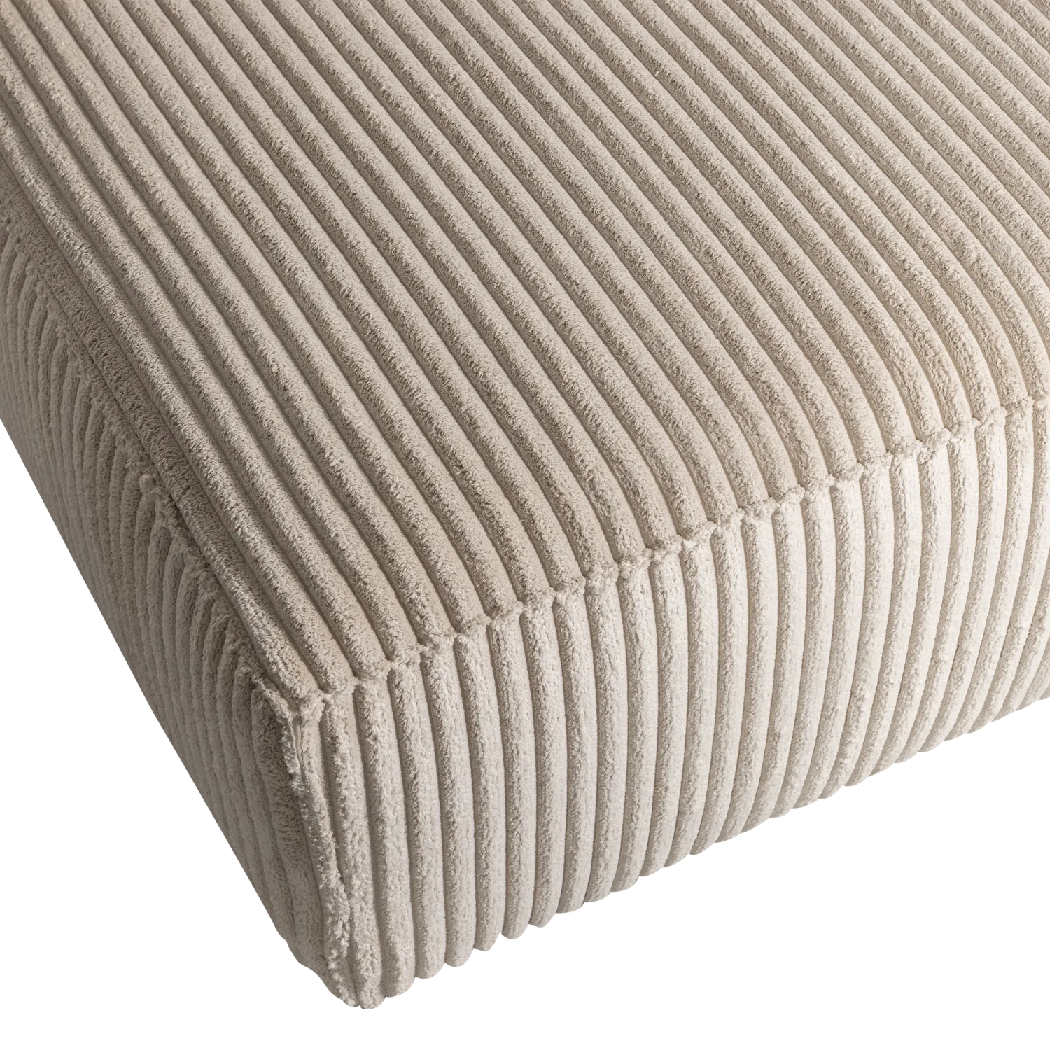Woood Bean Hoekbank 2-zits Bank + Chaise Longue Links Ribstof Travertin - KwaliteitWonen.nl