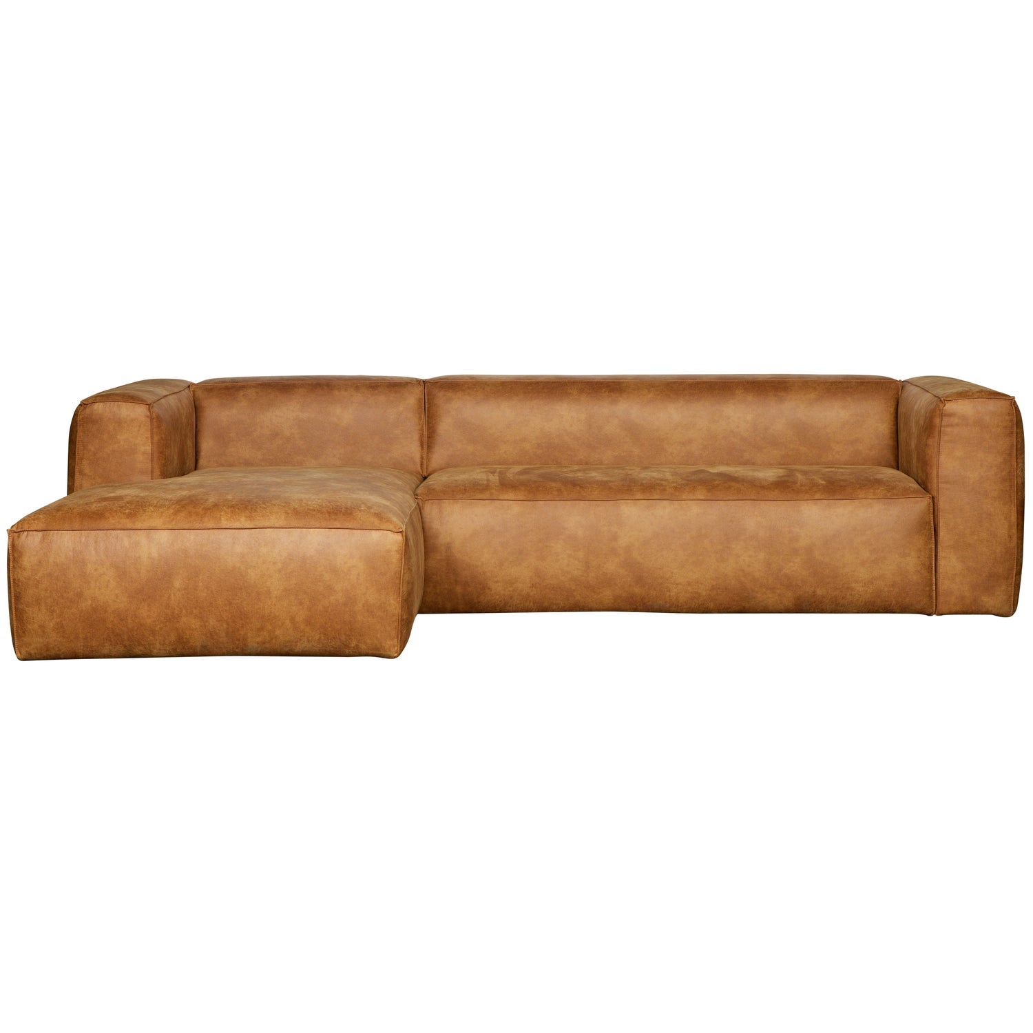 Woood Bean Hoekbank 3-zits Bank + Chaise Longue Links Ecoleer Cognac - KwaliteitWonen.nl
