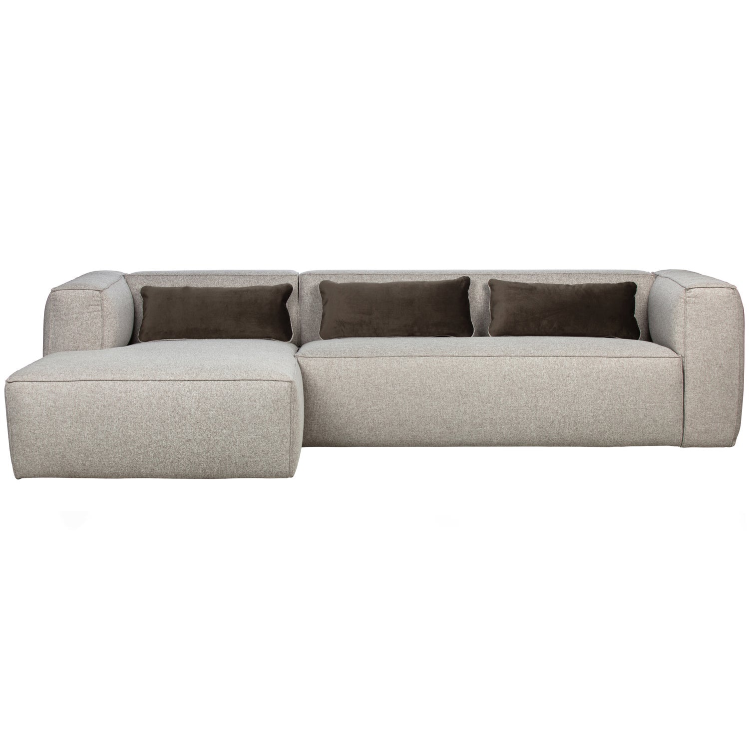 Woood Bean Hoekbank 3-zits Bank + Chaise Longue Links (Incl. Kussens) Lichtgrijs Melange - KwaliteitWonen.nl