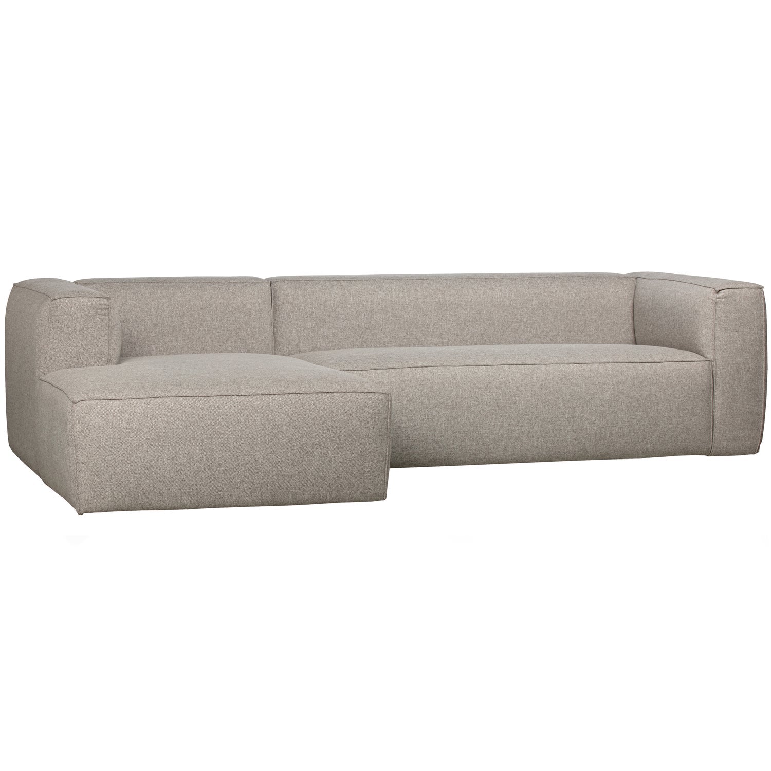 Woood Bean Hoekbank 3-zits Bank + Chaise Longue Links (Incl. Kussens) Lichtgrijs Melange - KwaliteitWonen.nl