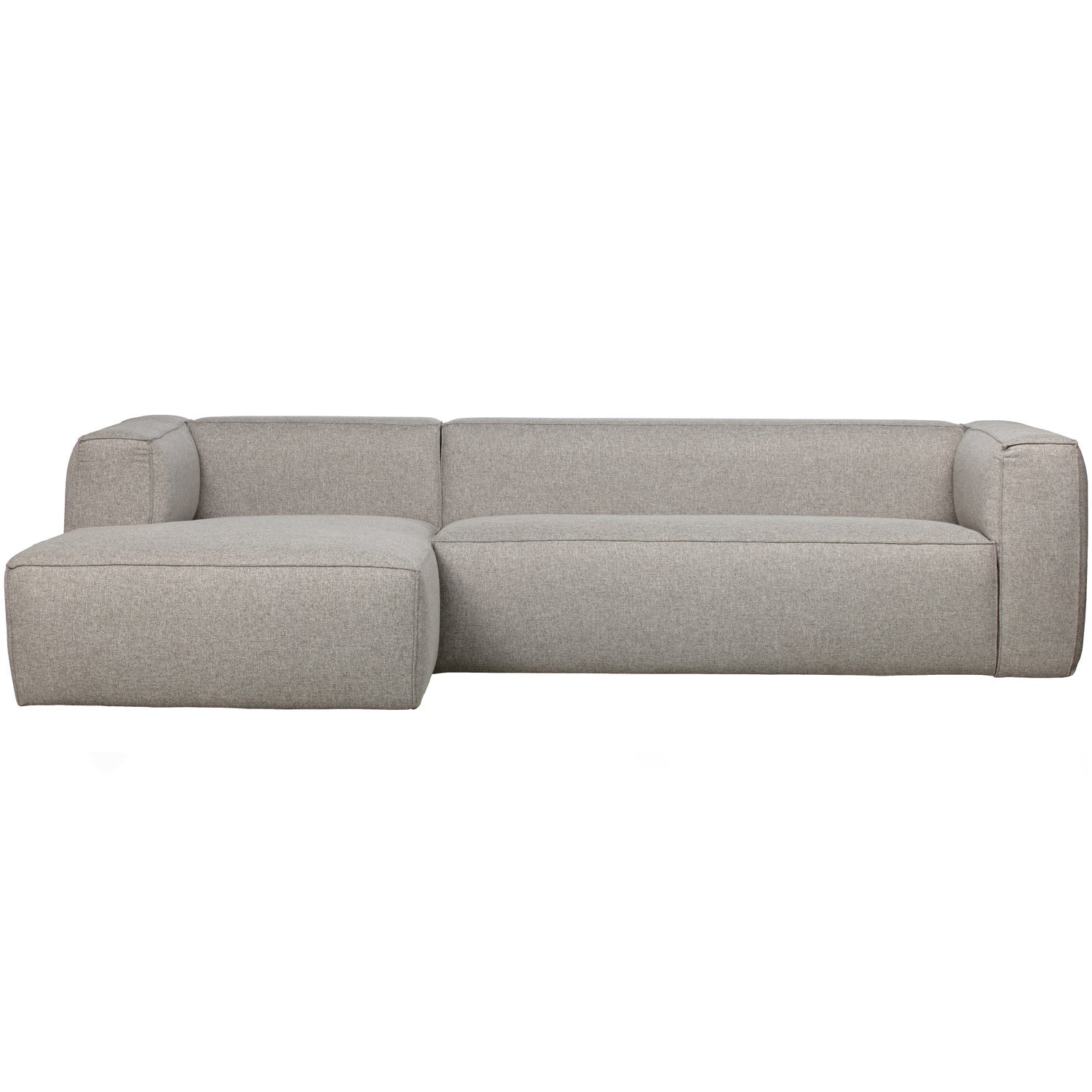 Woood Bean Hoekbank 3-zits Bank + Chaise Longue Links (Incl. Kussens) Lichtgrijs Melange - KwaliteitWonen.nl