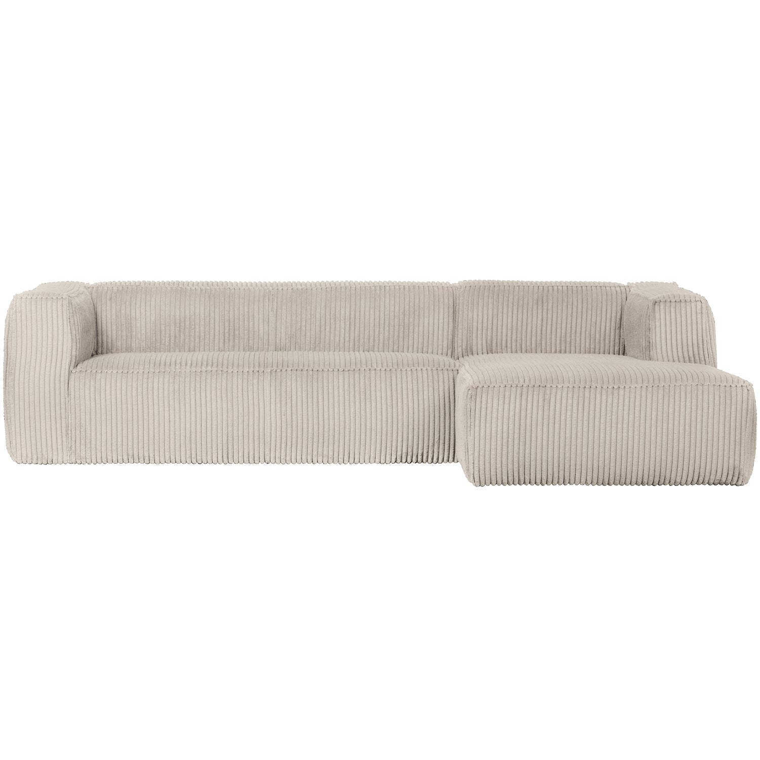 Woood Bean Hoekbank 3-zits Bank + Chaise Longue Rechts Ribstof Naturel - KwaliteitWonen.nl