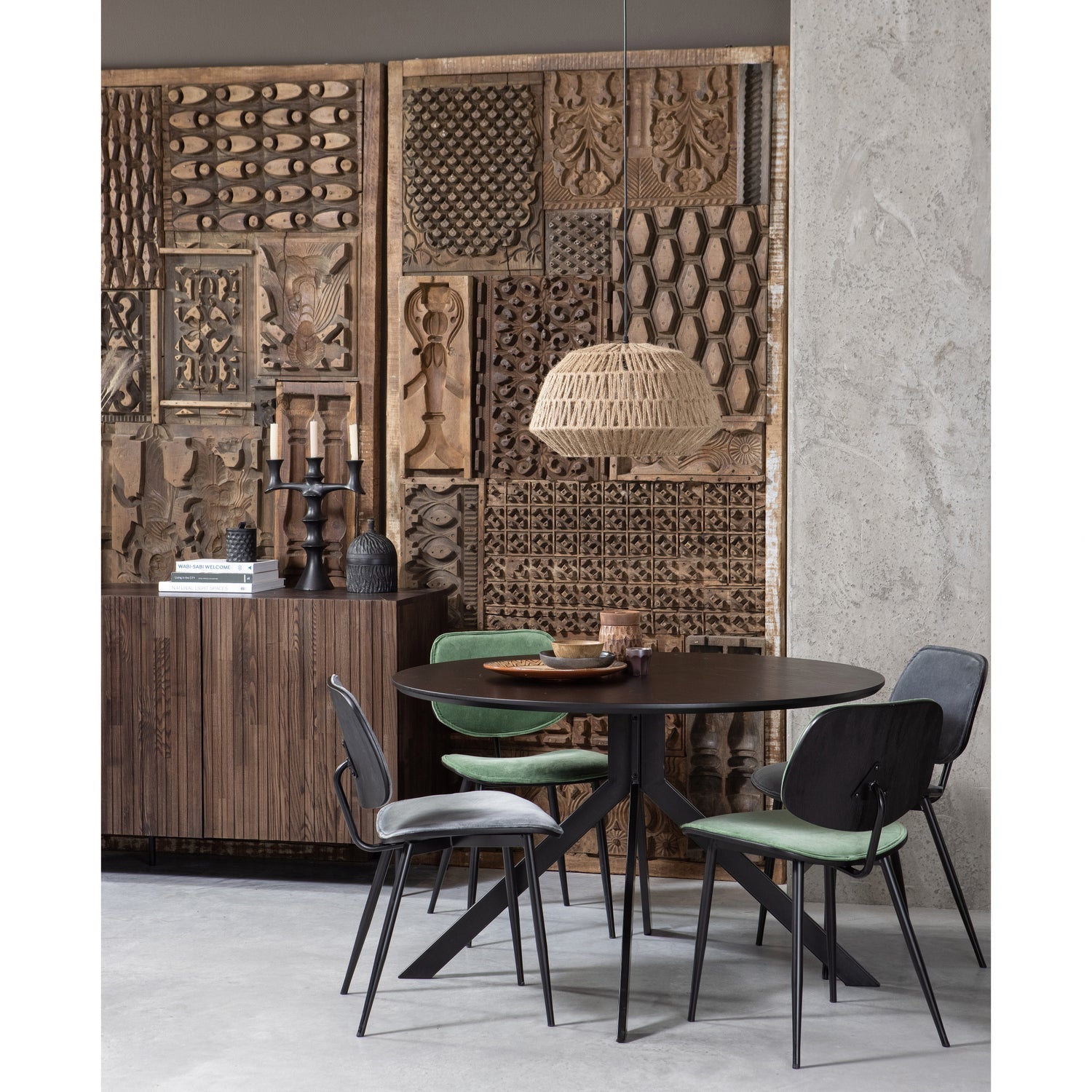 Woood Bruno Eettafel Rond 120cm MDF Zwart - KwaliteitWonen.nl