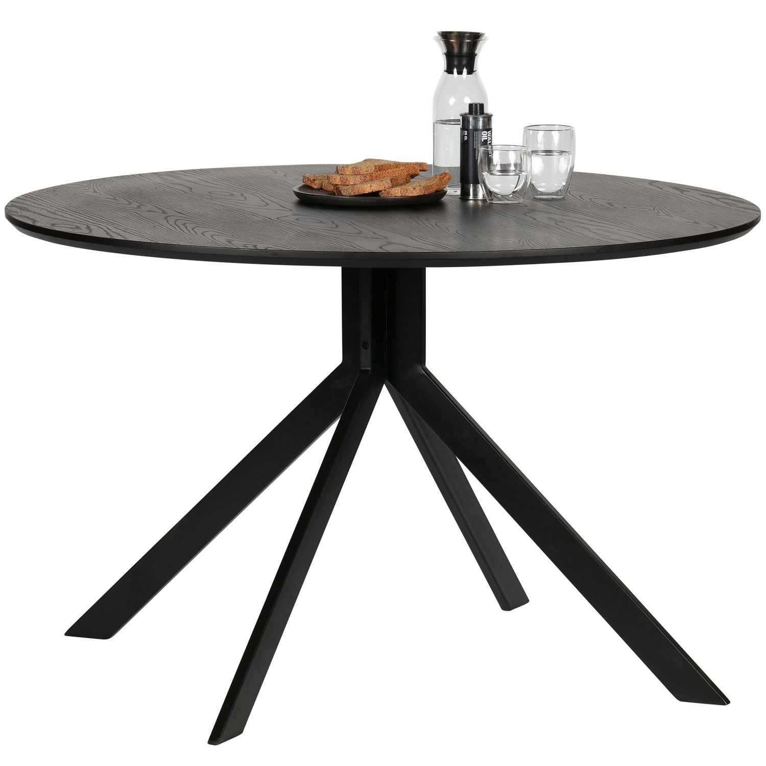 Woood Bruno Eettafel Rond 120cm MDF Zwart - KwaliteitWonen.nl