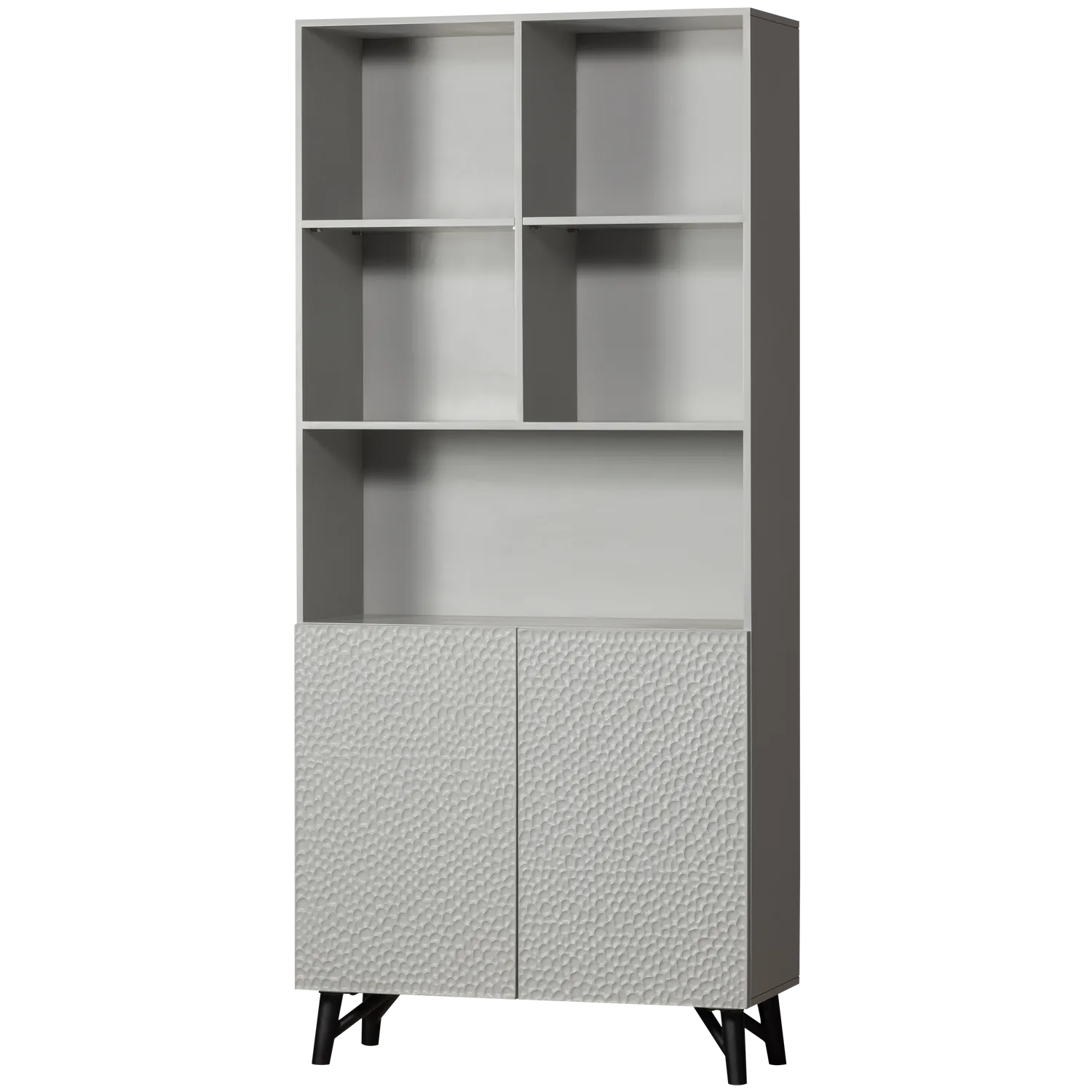 Woood Carved Vakkenkast Organic 2 Deurs Opbergkast Mangohout Mist - KwaliteitWonen.nl