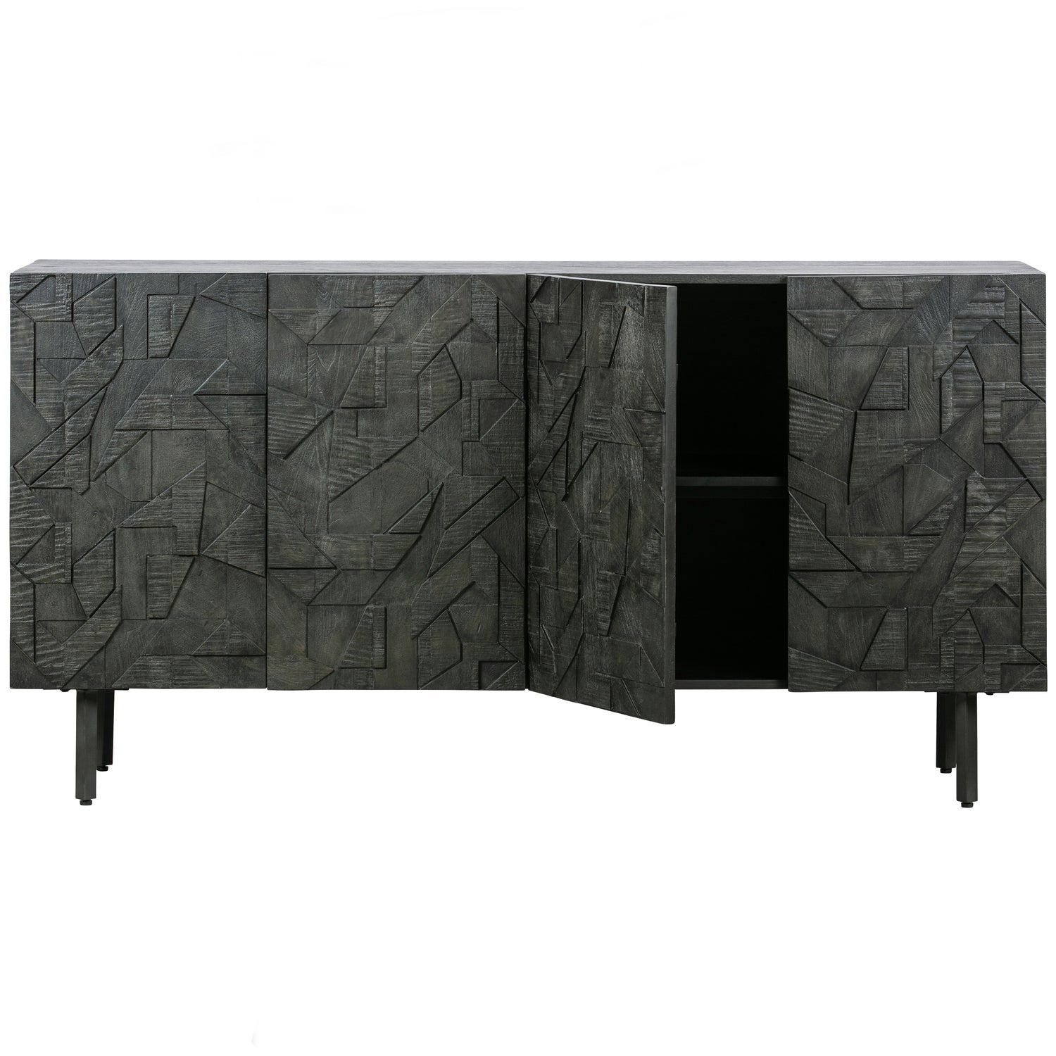 Woood Counter Dressoir Hout Zwart - KwaliteitWonen.nl