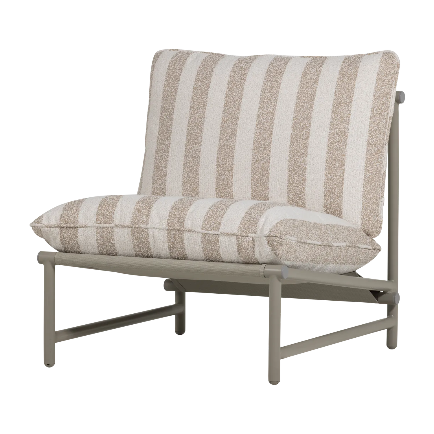 Woood Elvo Tuin Loungestoel Aluminium Streep Wit/Zand - KwaliteitWonen.nl