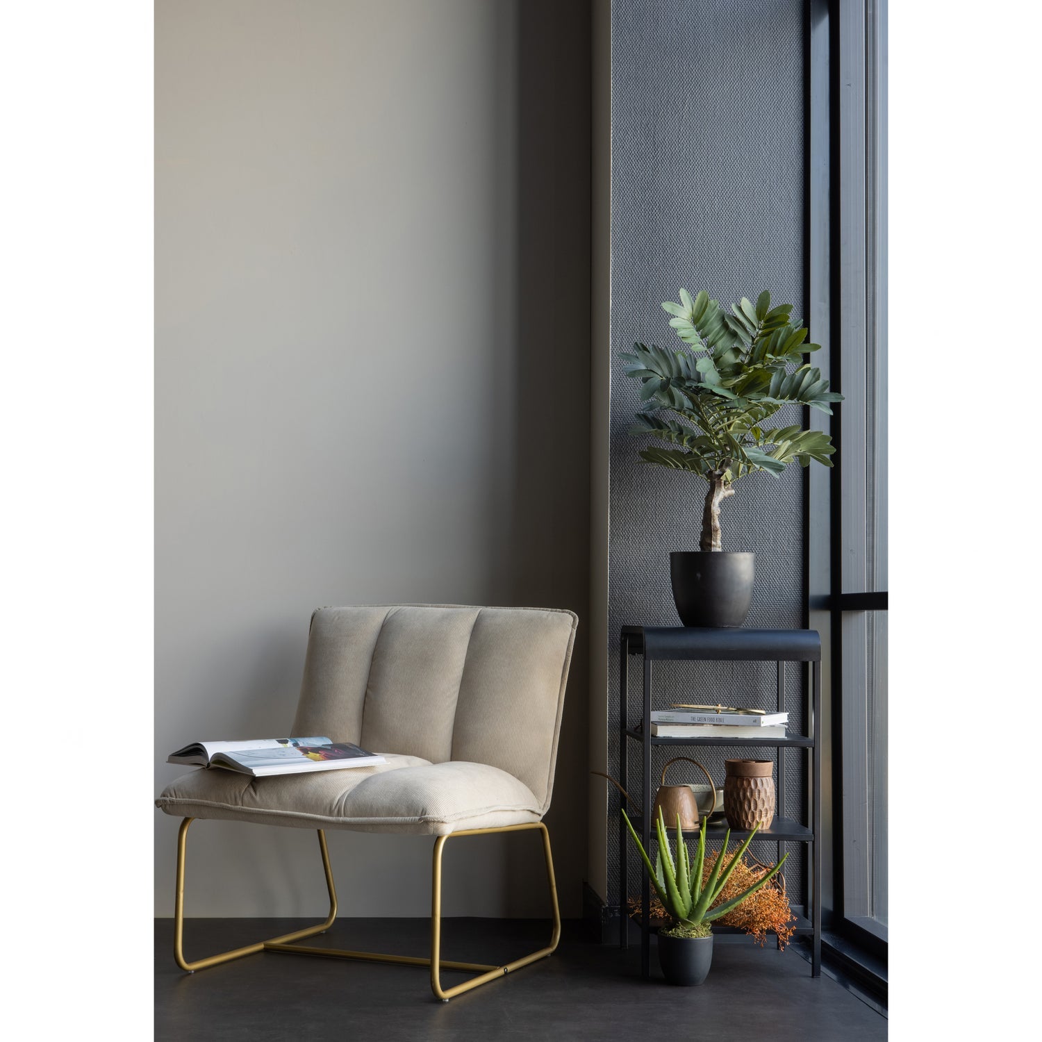 Woood Fie Fauteuil Ribstof Zand - KwaliteitWonen.nl