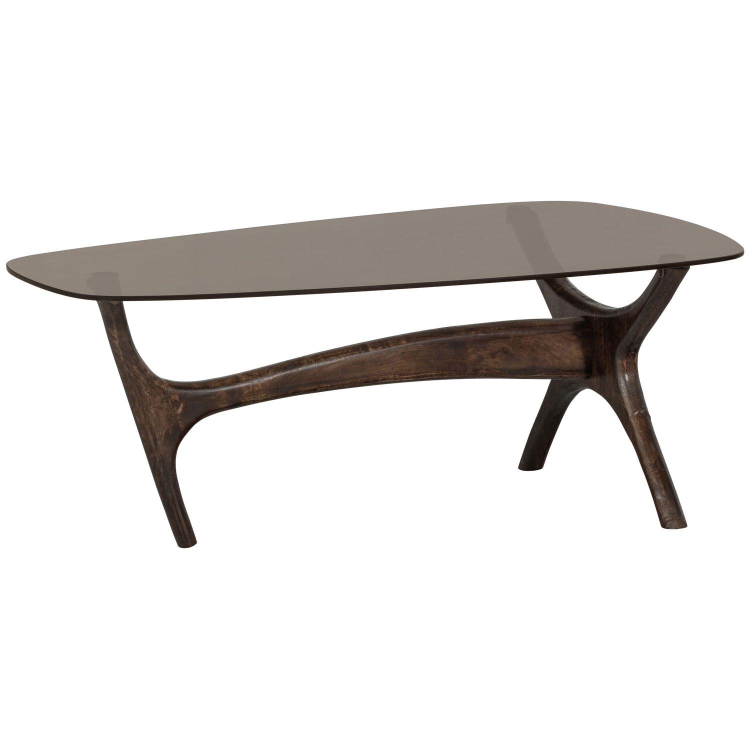 Woood Flash Salontafel Mangohout Glas Walnoot - KwaliteitWonen.nl