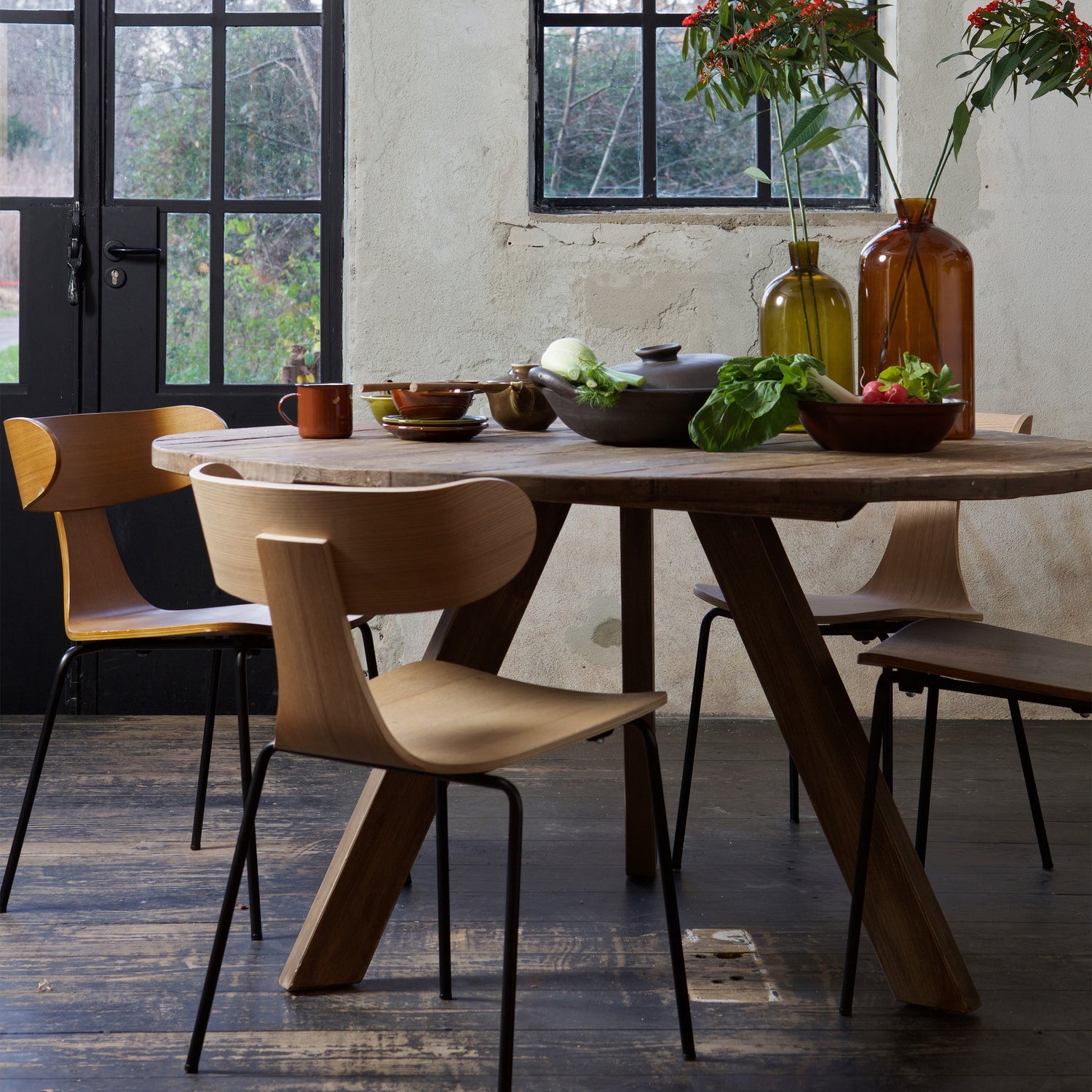 Woood Form Houten Stoel Met Metalen Poot Naturel - KwaliteitWonen.nl