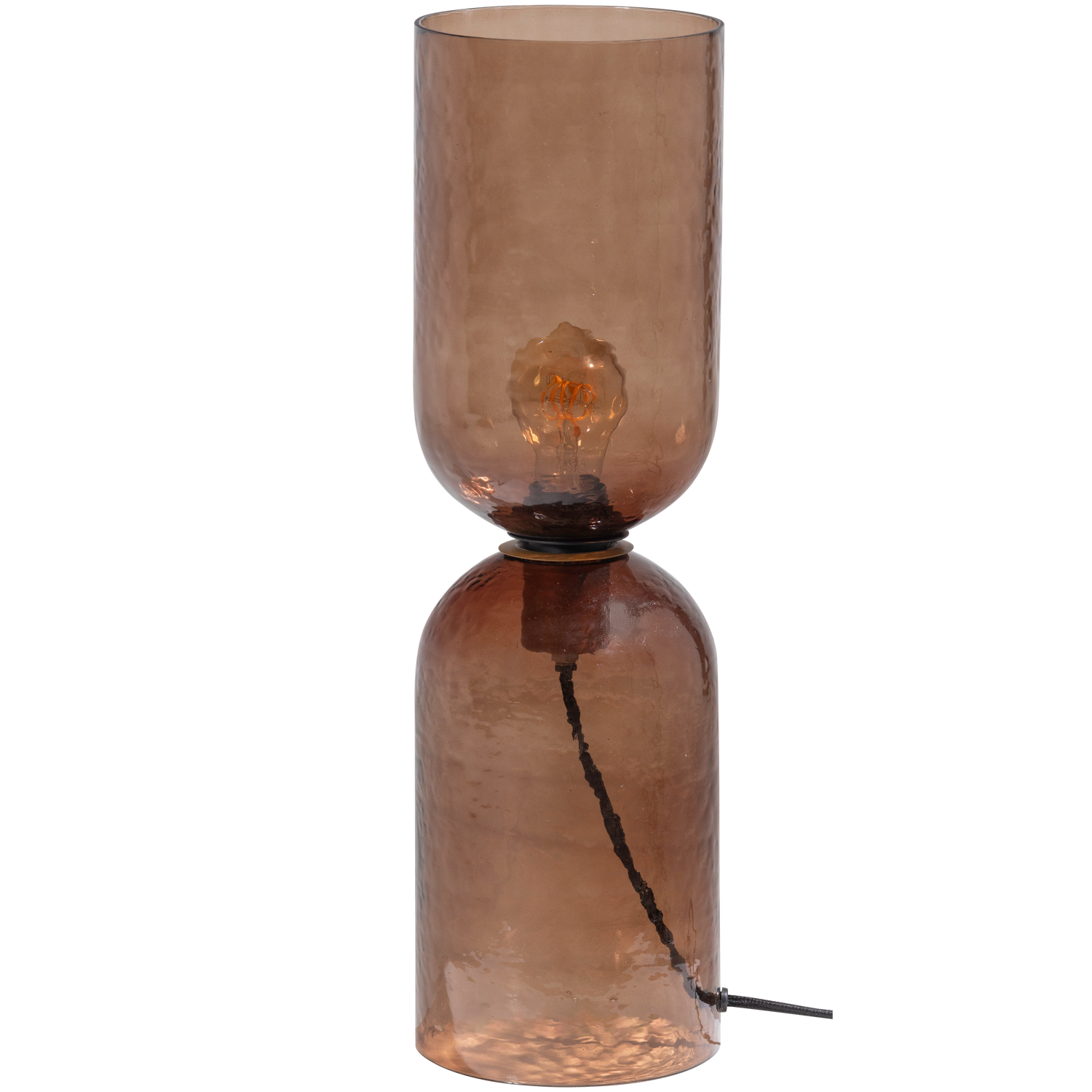 Woood Gigi Tafellamp Gehamerd Glas Bruin - KwaliteitWonen.nl