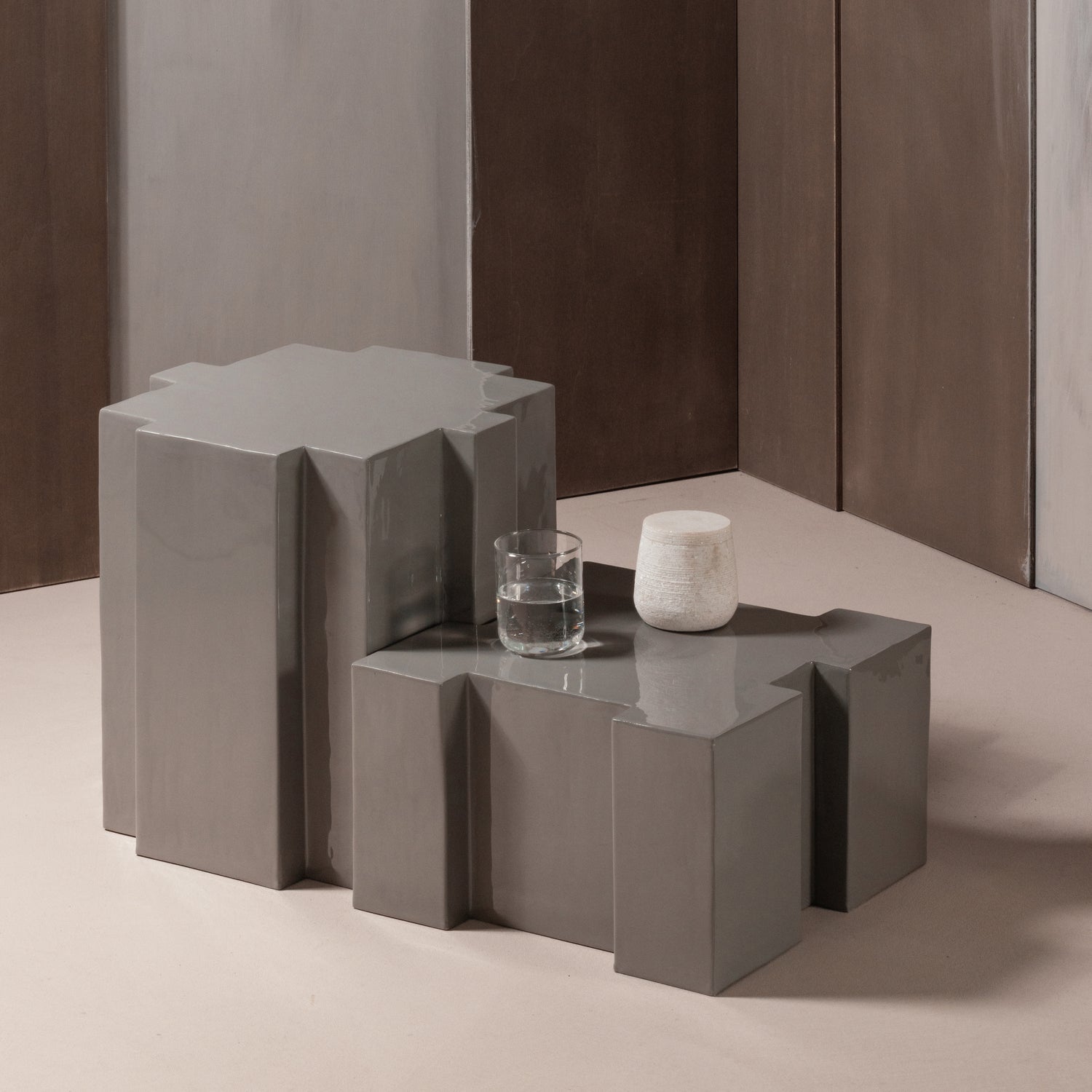 Woood Jasmir Bijzettafel Metaal Grijs (Set van 2) - KwaliteitWonen.nl