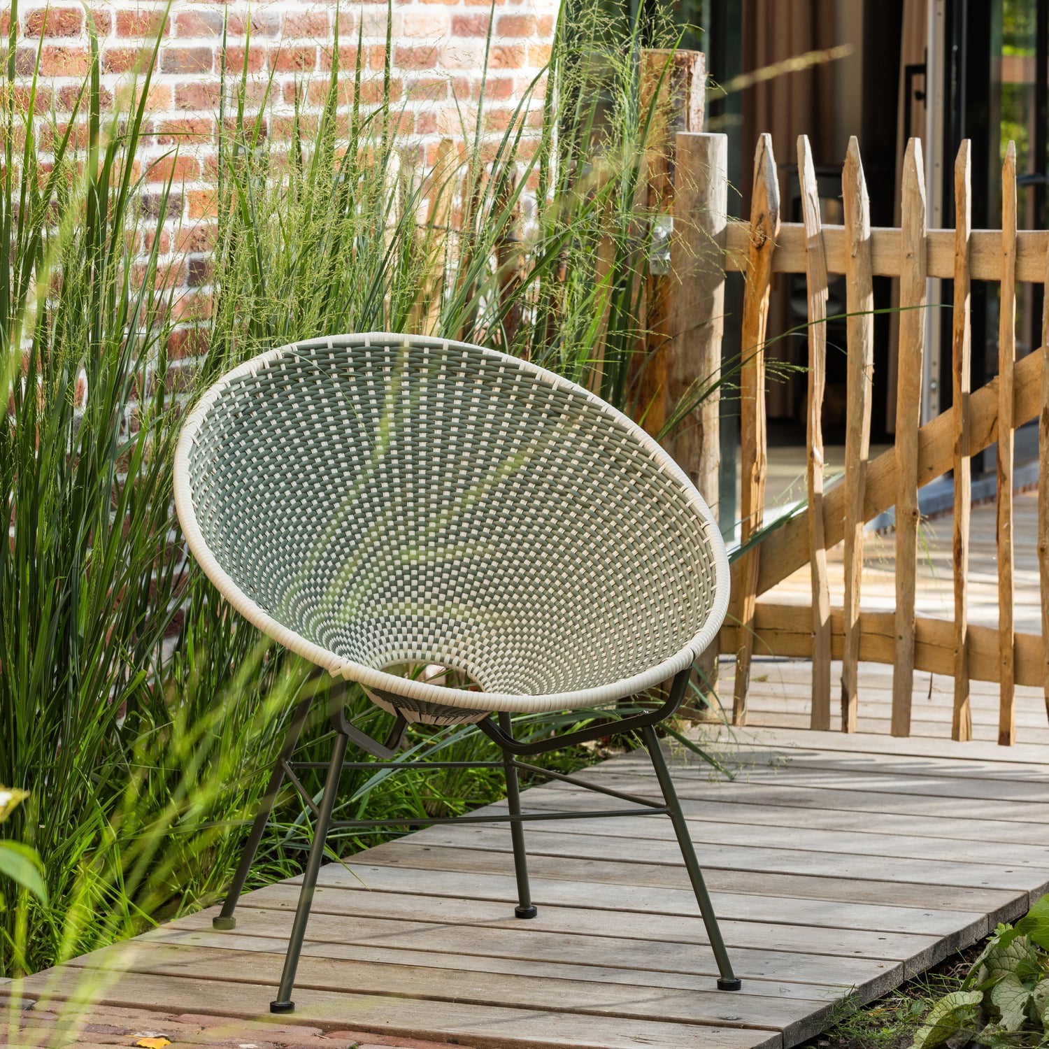 Woood Kazoun Tuin Loungestoel Wicker Groen - KwaliteitWonen.nl