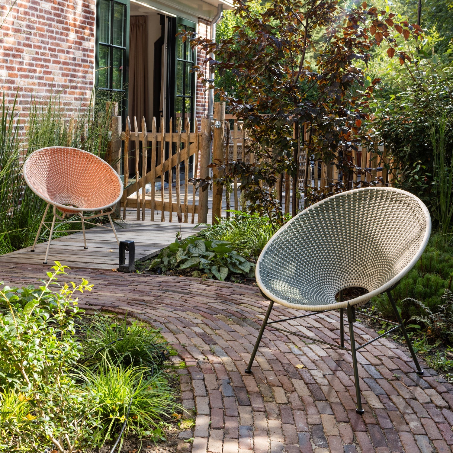 Woood Kazoun Tuin Loungestoel Wicker Oranje - KwaliteitWonen.nl