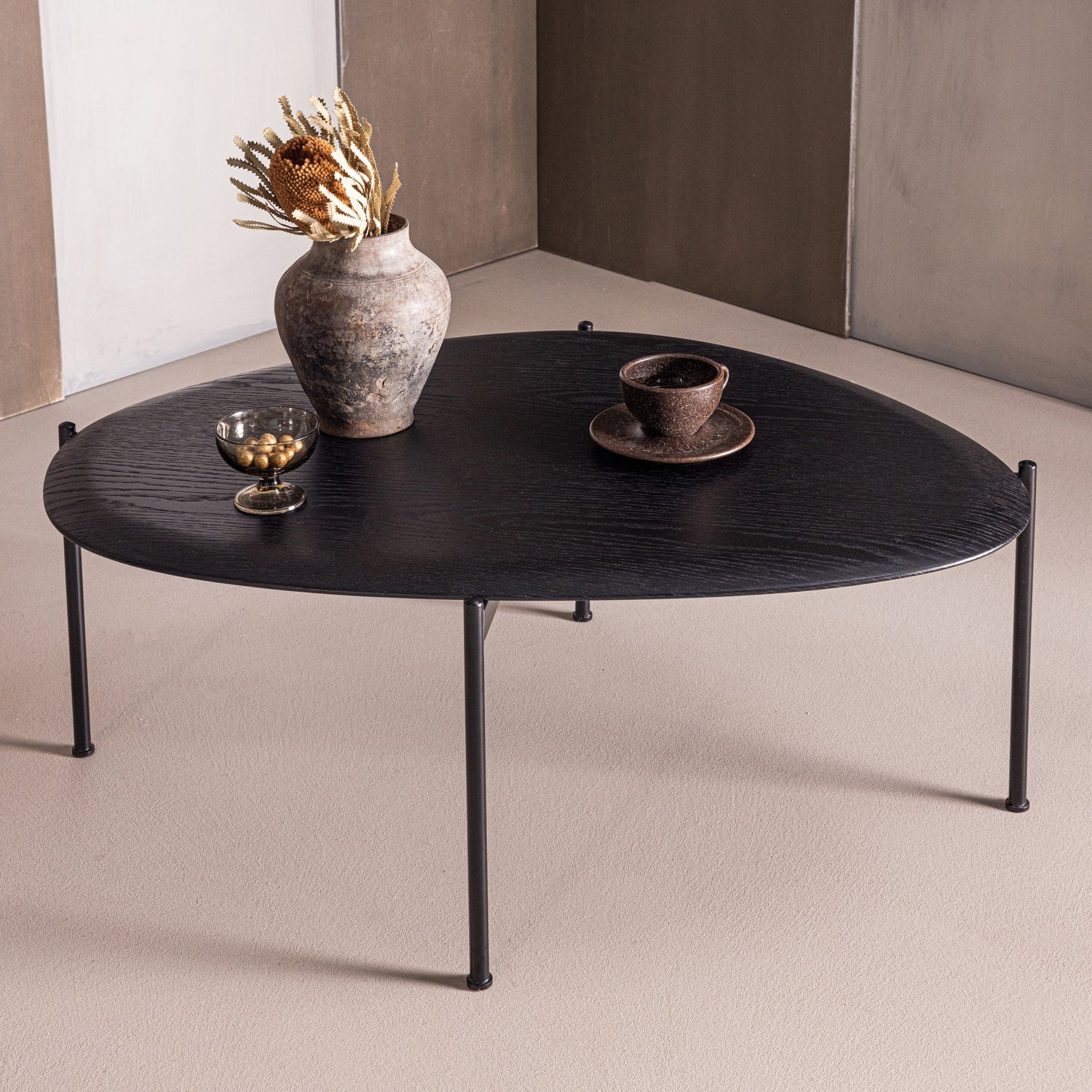 Woood Kota Salontafel 36x92x68cm MDF Fineer Zwart - KwaliteitWonen.nl