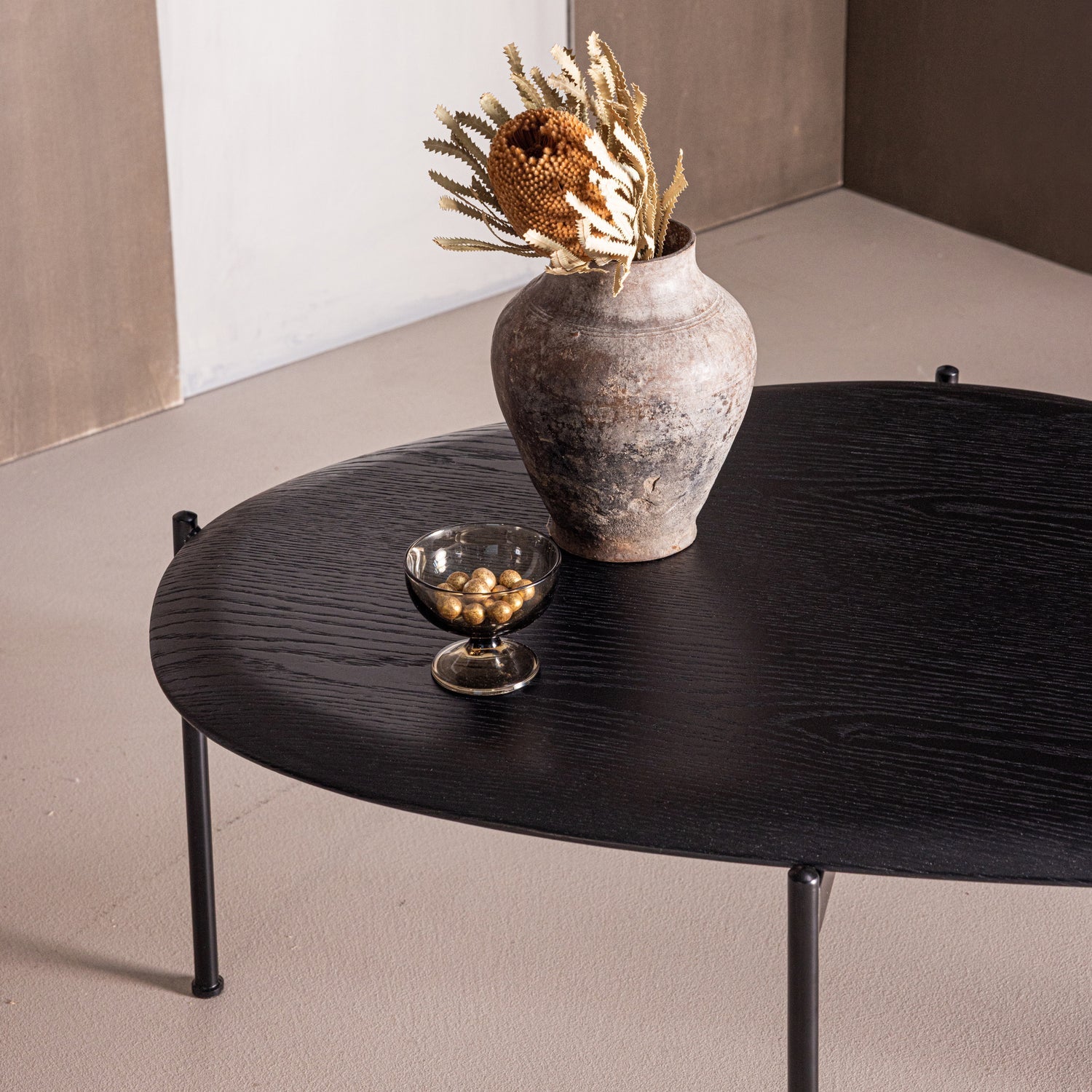 Woood Kota Salontafel 36x92x68cm MDF Fineer Zwart - KwaliteitWonen.nl