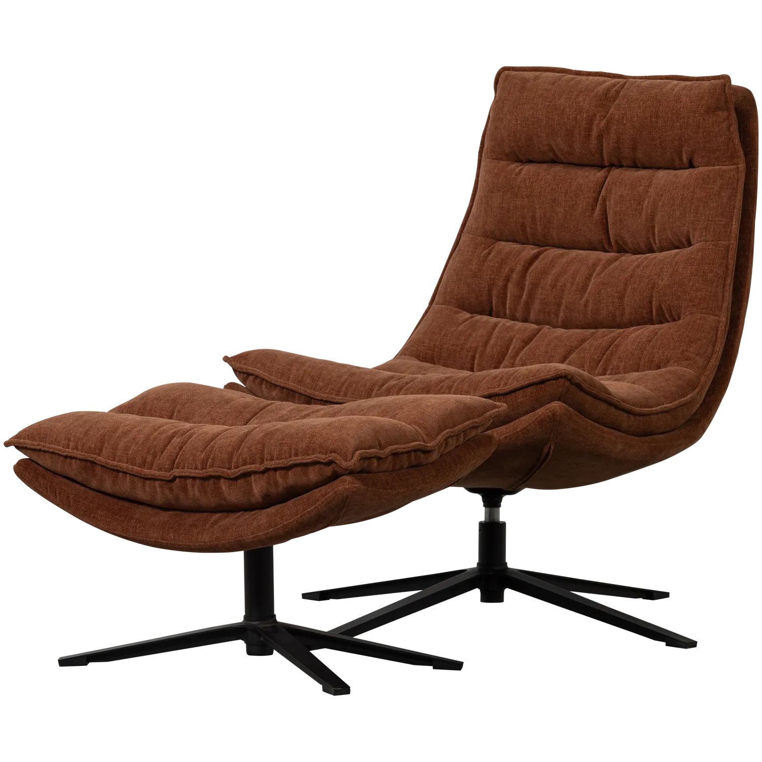 Woood Kube Draaifauteuil Met Hocker Bruin - KwaliteitWonen.nl