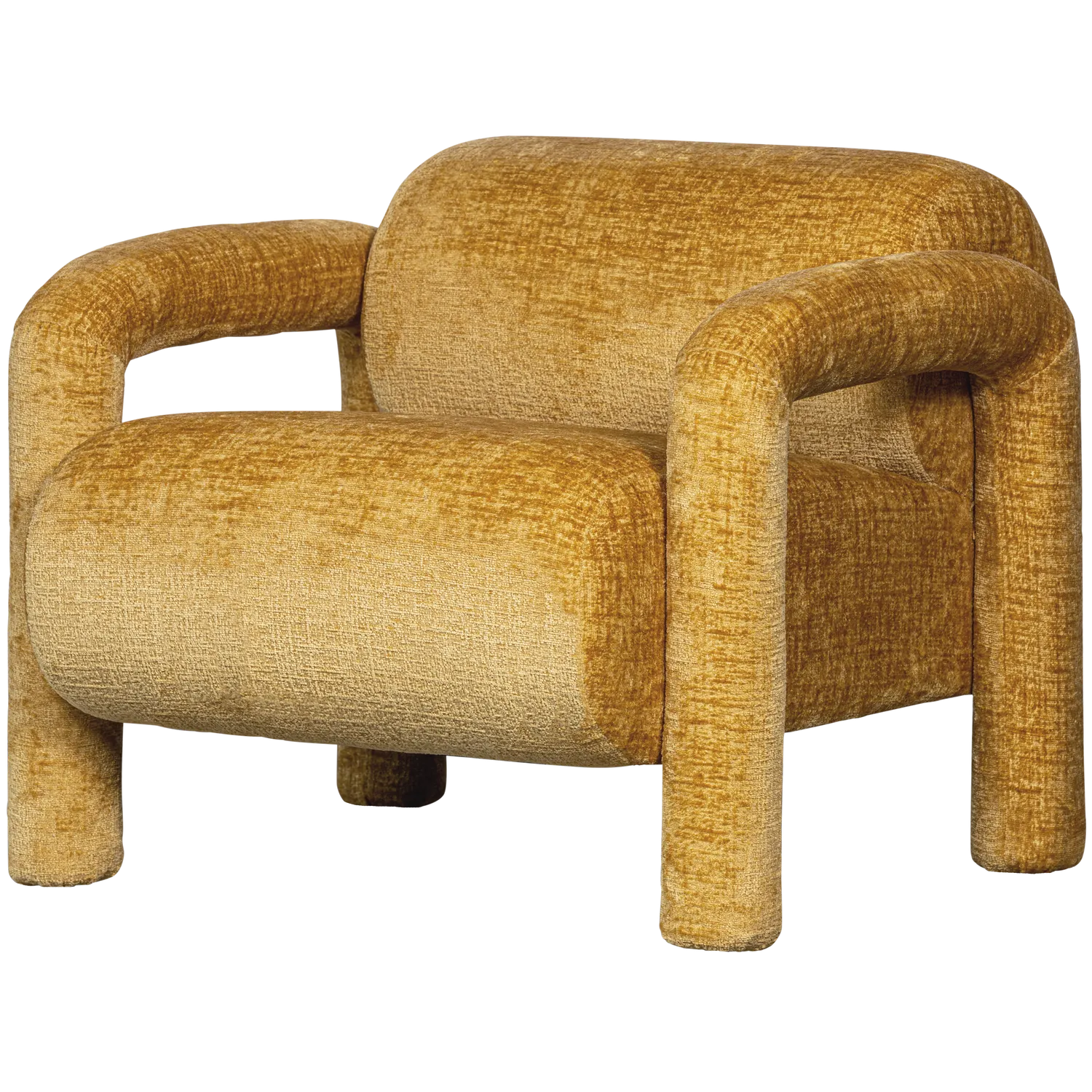 Woood Lenny Fauteuil In Grove Textuur Goud/Geel - KwaliteitWonen.nl