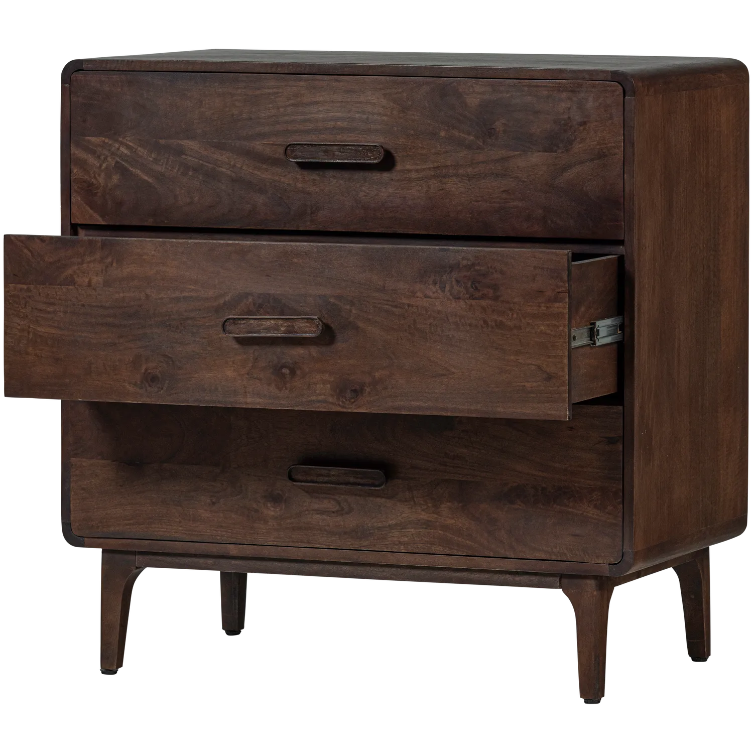 Woood Liya Dressoir Ladekast Mangohout Donkerbruin - KwaliteitWonen.nl