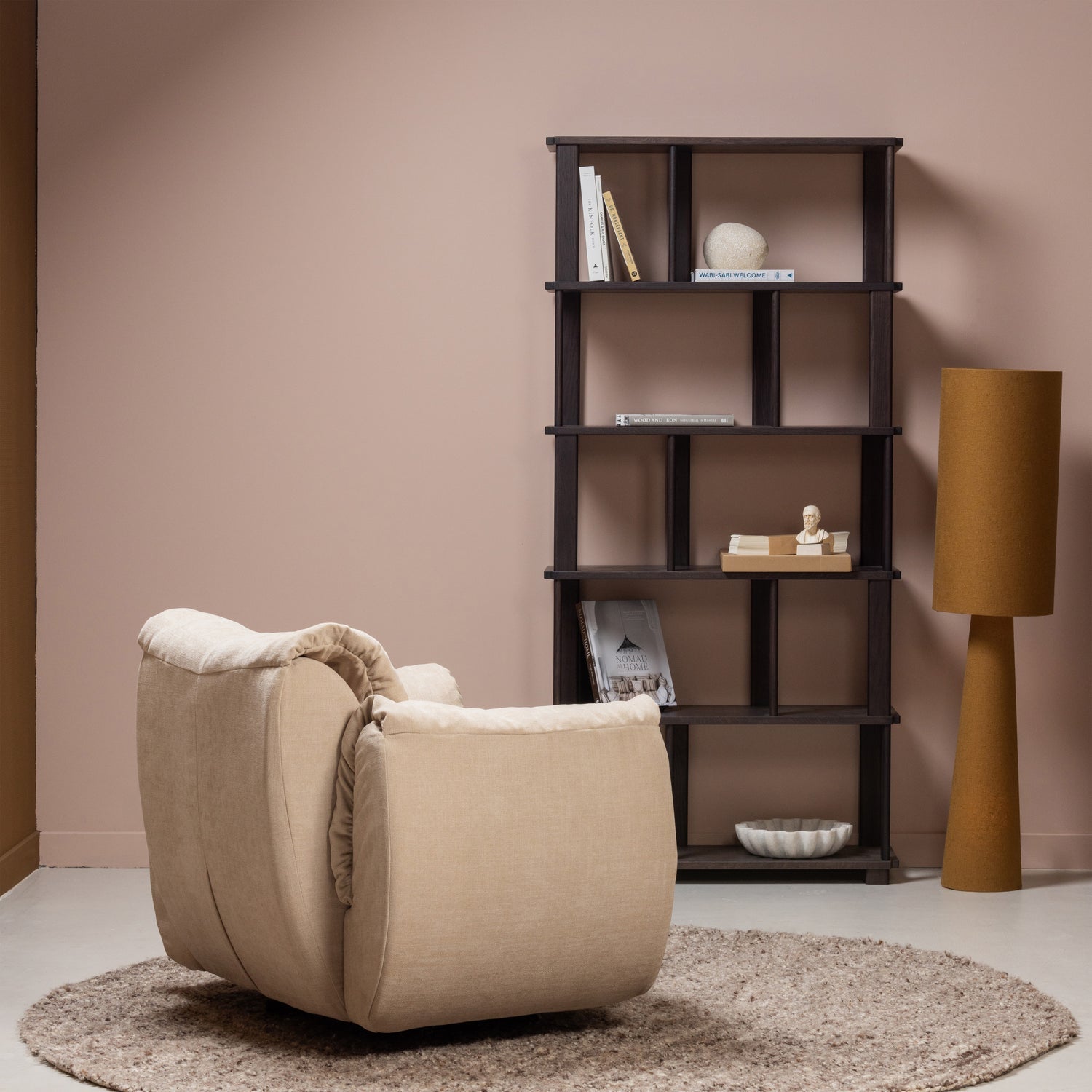 Woood Loft Vloerlamp Metaal/Boucle Tapenade 130 Xo30 Cm - KwaliteitWonen.nl