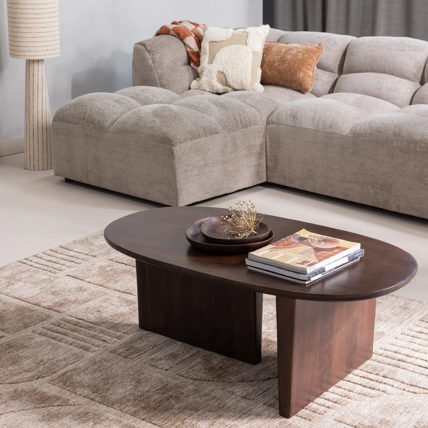 Woood Lovi Vloerkleed Polyester/Katoen Taupe 170x240cm - KwaliteitWonen.nl
