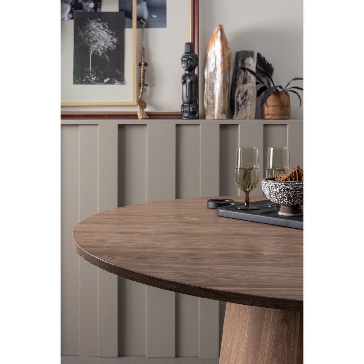 Woood Maan Eettafel Rond 120cm MDF Walnoot - KwaliteitWonen.nl