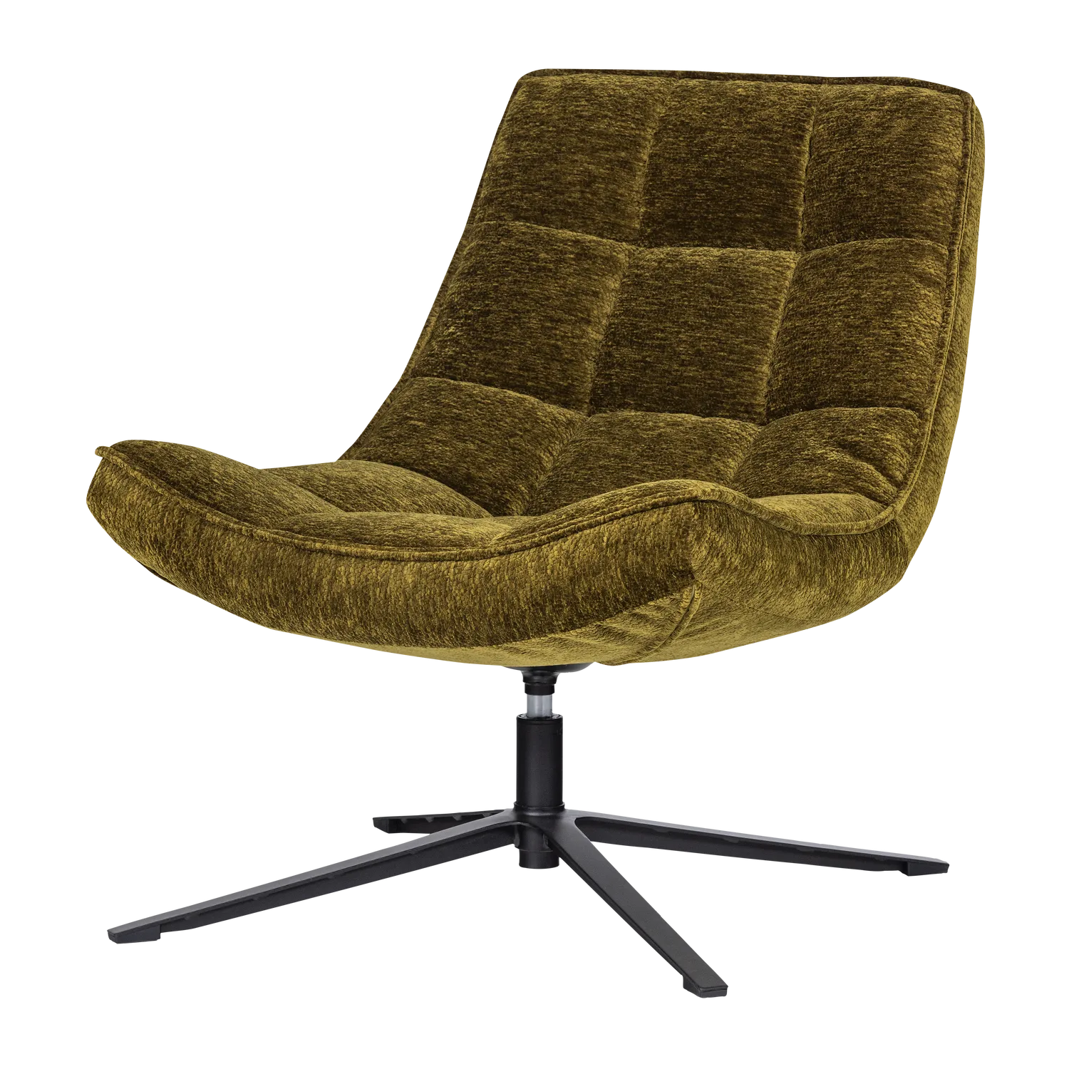 Woood Maudi Draaifauteuil Chenille Structuur Groen - KwaliteitWonen.nl