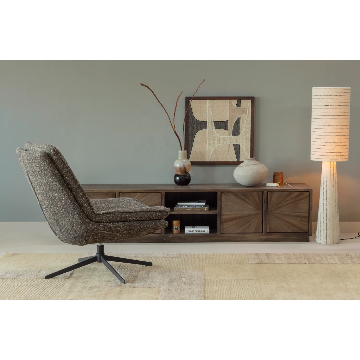 Woood Milaro Draaifauteuil Bruin Melange - KwaliteitWonen.nl