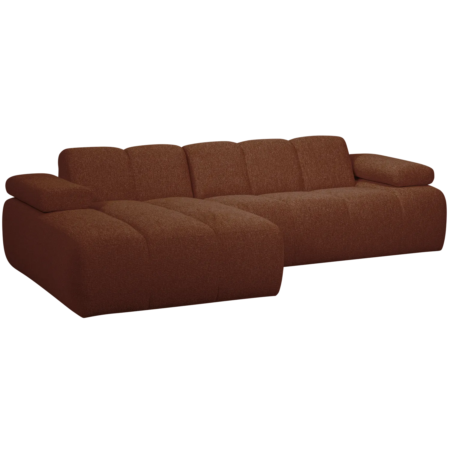Woood Mojo Chaise Longue Bank Links Boucle Roestbruin Melange - KwaliteitWonen.nl