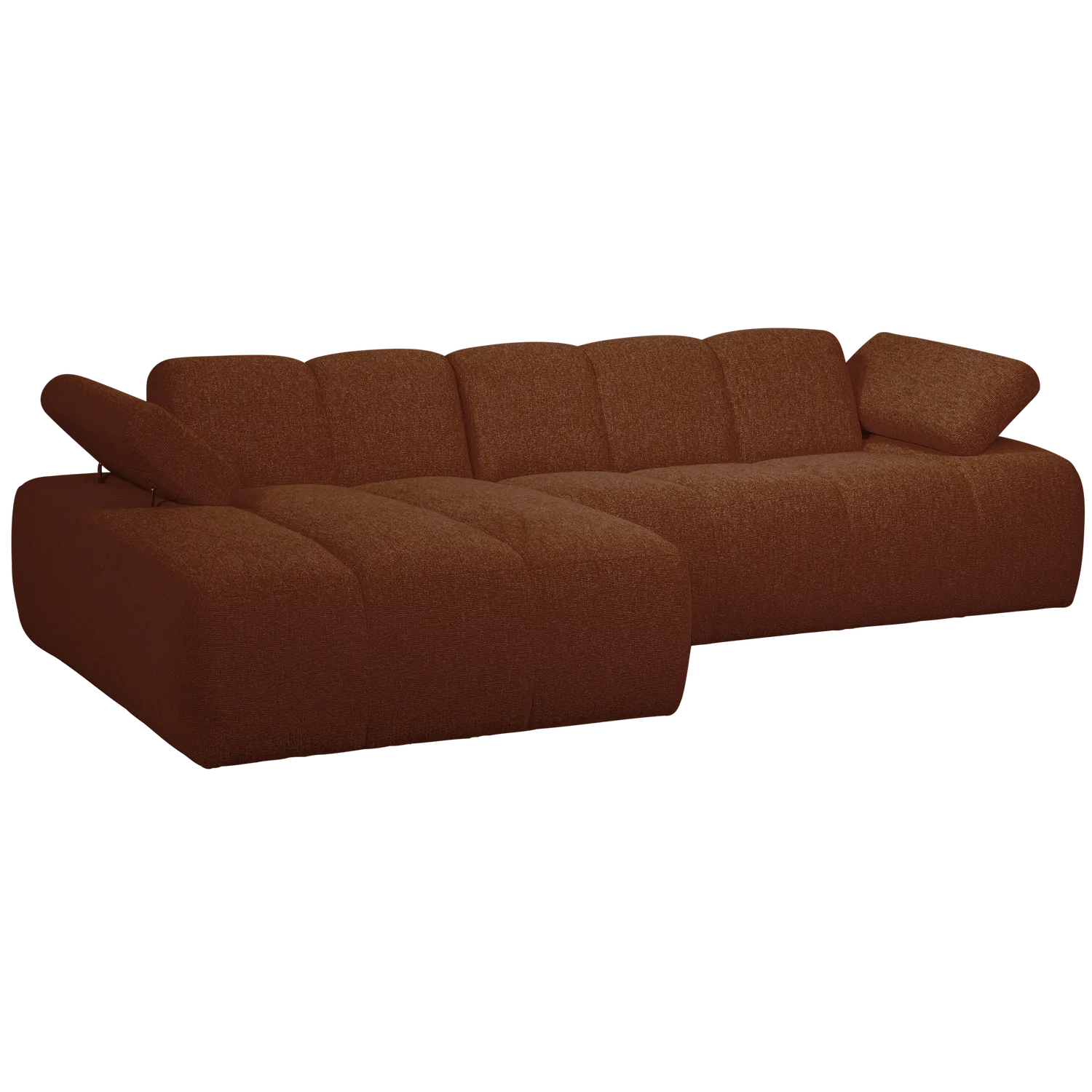 Woood Mojo Chaise Longue Bank Links Boucle Roestbruin Melange - KwaliteitWonen.nl