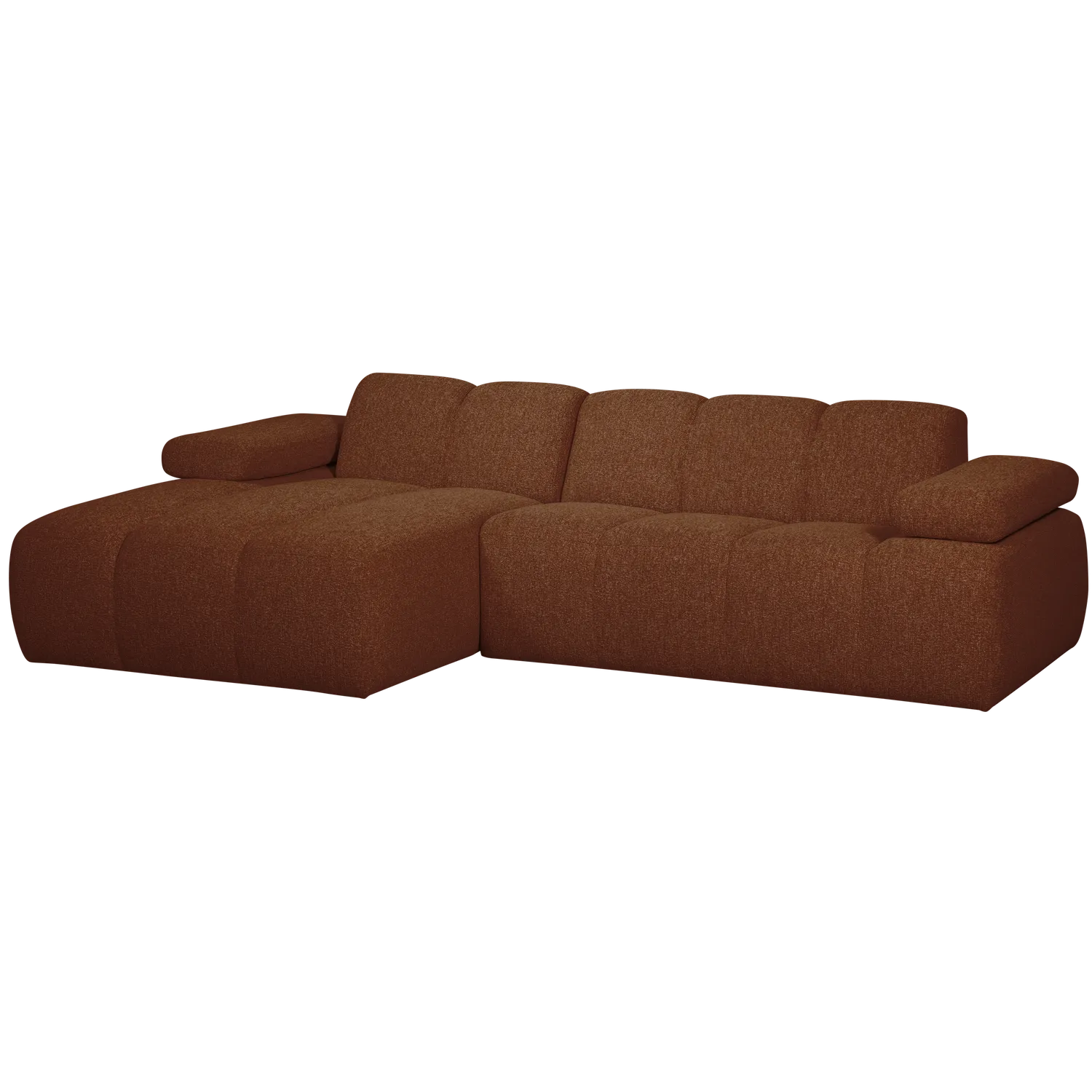 Woood Mojo Chaise Longue Bank Links Boucle Roestbruin Melange - KwaliteitWonen.nl