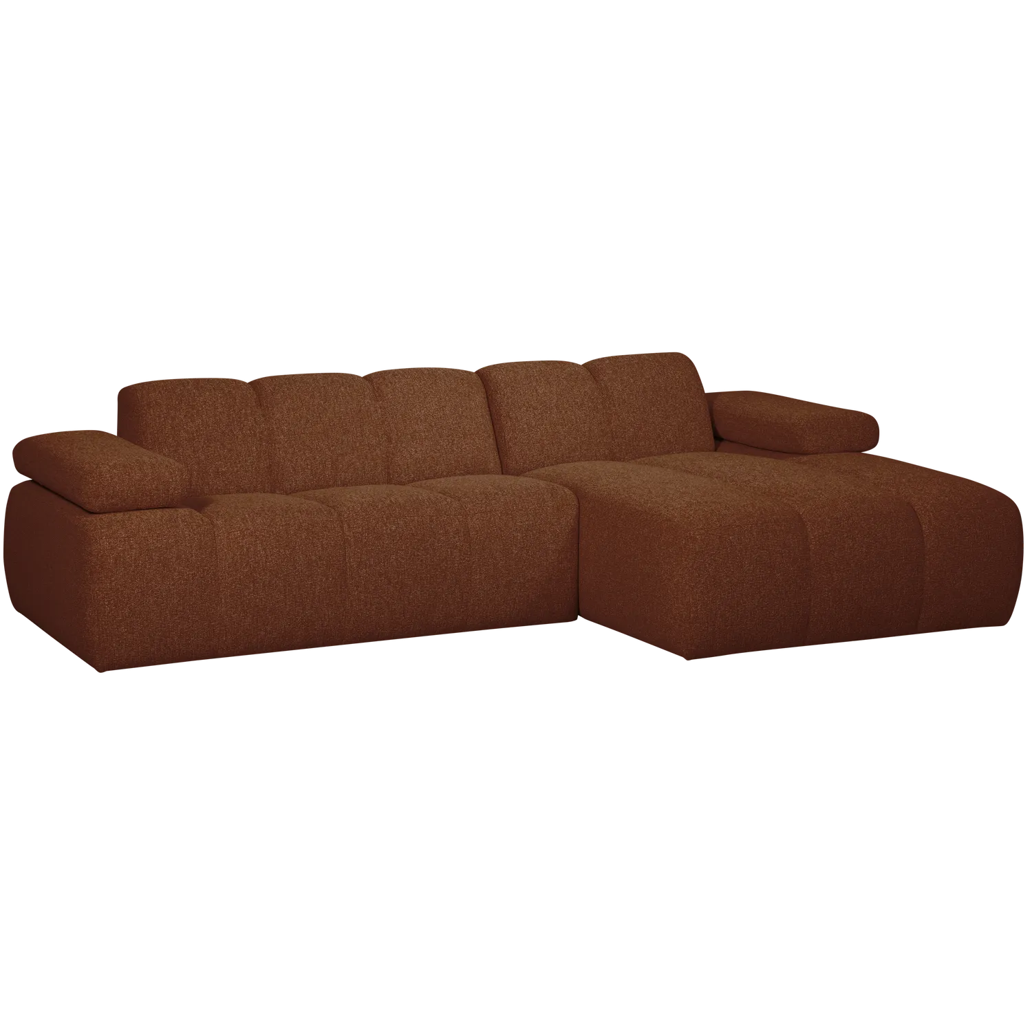 Woood Mojo Chaise Longue Bank Rechts Boucle Roestbruin Melange - KwaliteitWonen.nl