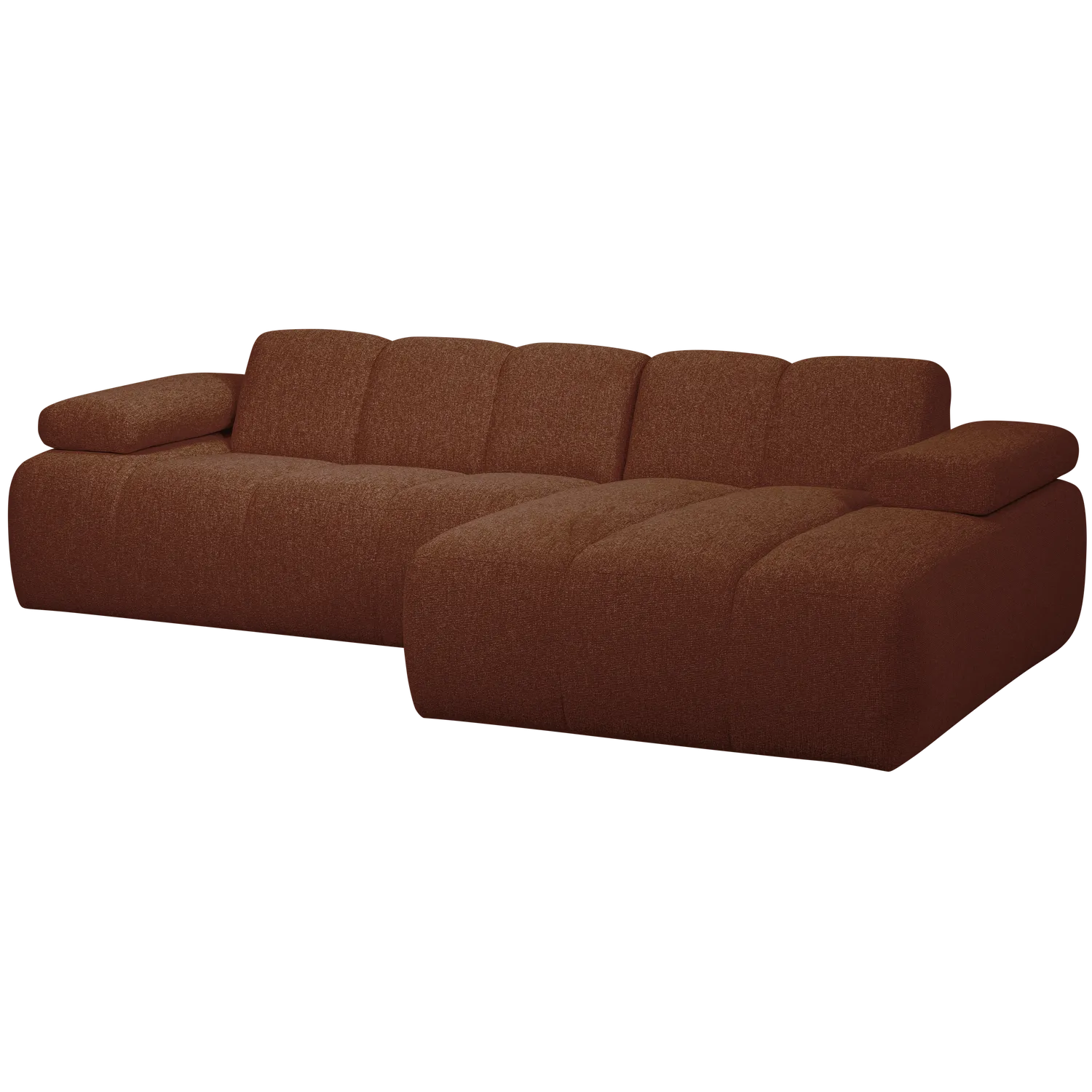 Woood Mojo Chaise Longue Bank Rechts Boucle Roestbruin Melange - KwaliteitWonen.nl