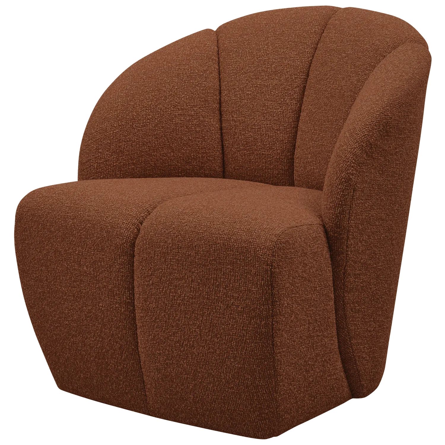 Woood Mojo Draaifauteuil Boucle Roestbruin Melange - KwaliteitWonen.nl