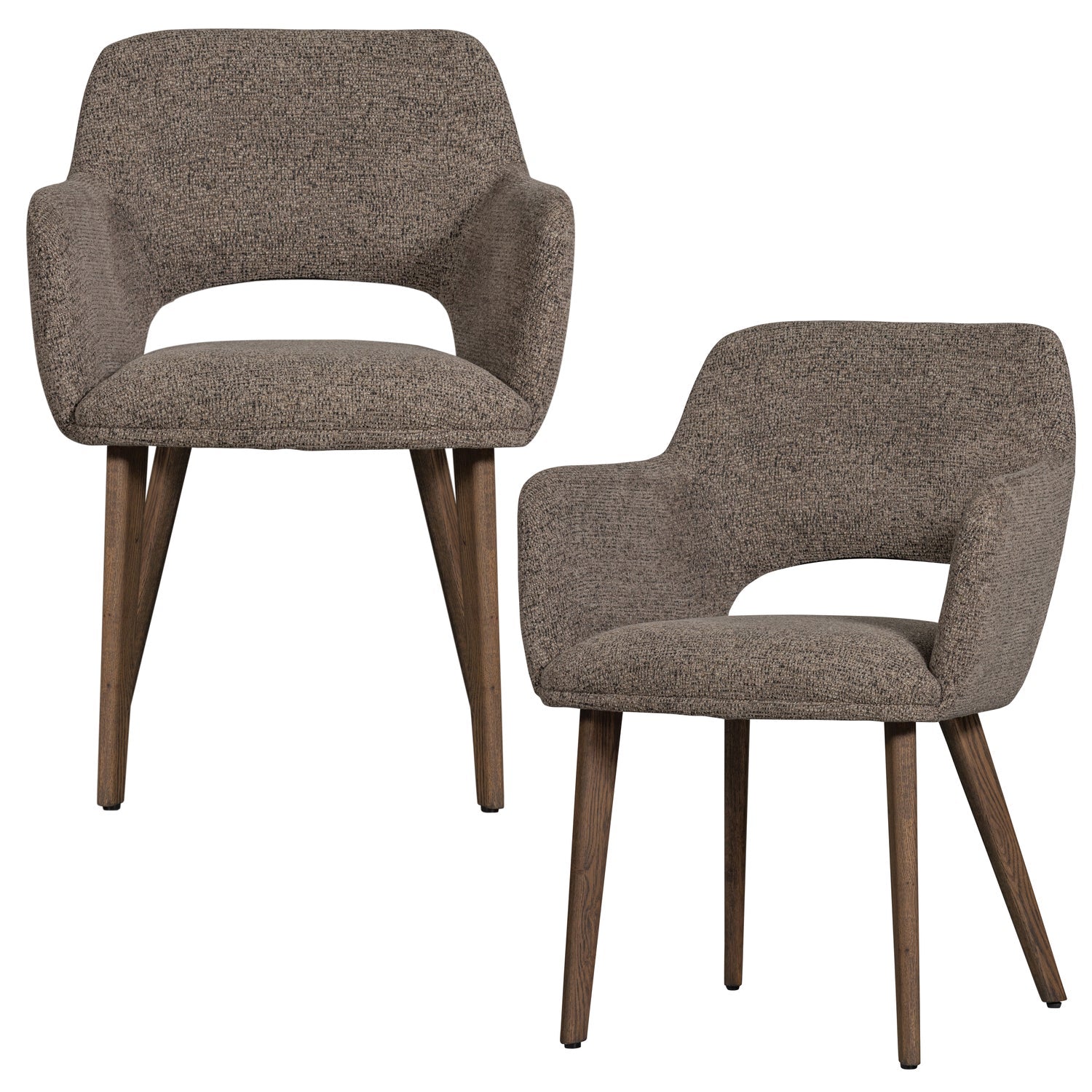 Woood Murat Eetkamerstoel Taupe Met Houten Poot Bruin - KwaliteitWonen.nl