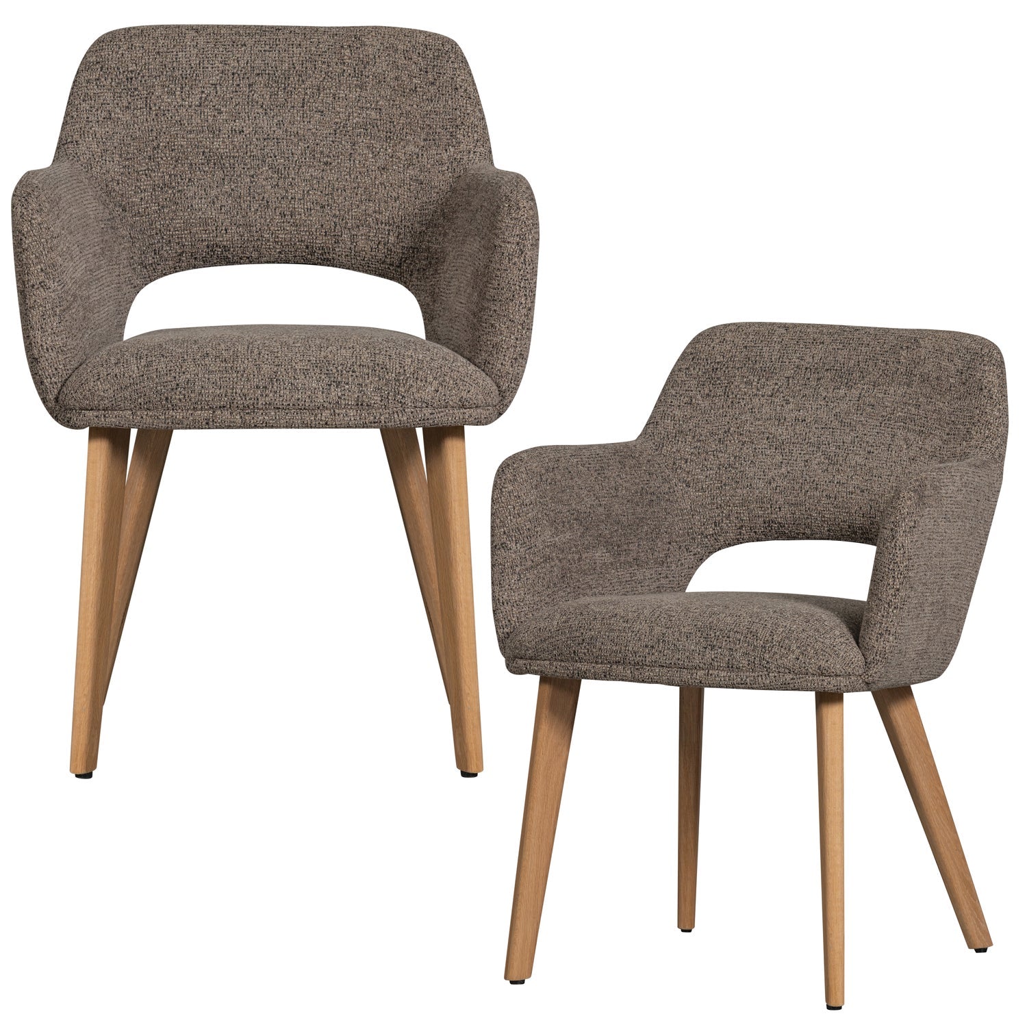Woood Murat Eetkamerstoel Taupe Met Houten Poot Naturel - KwaliteitWonen.nl